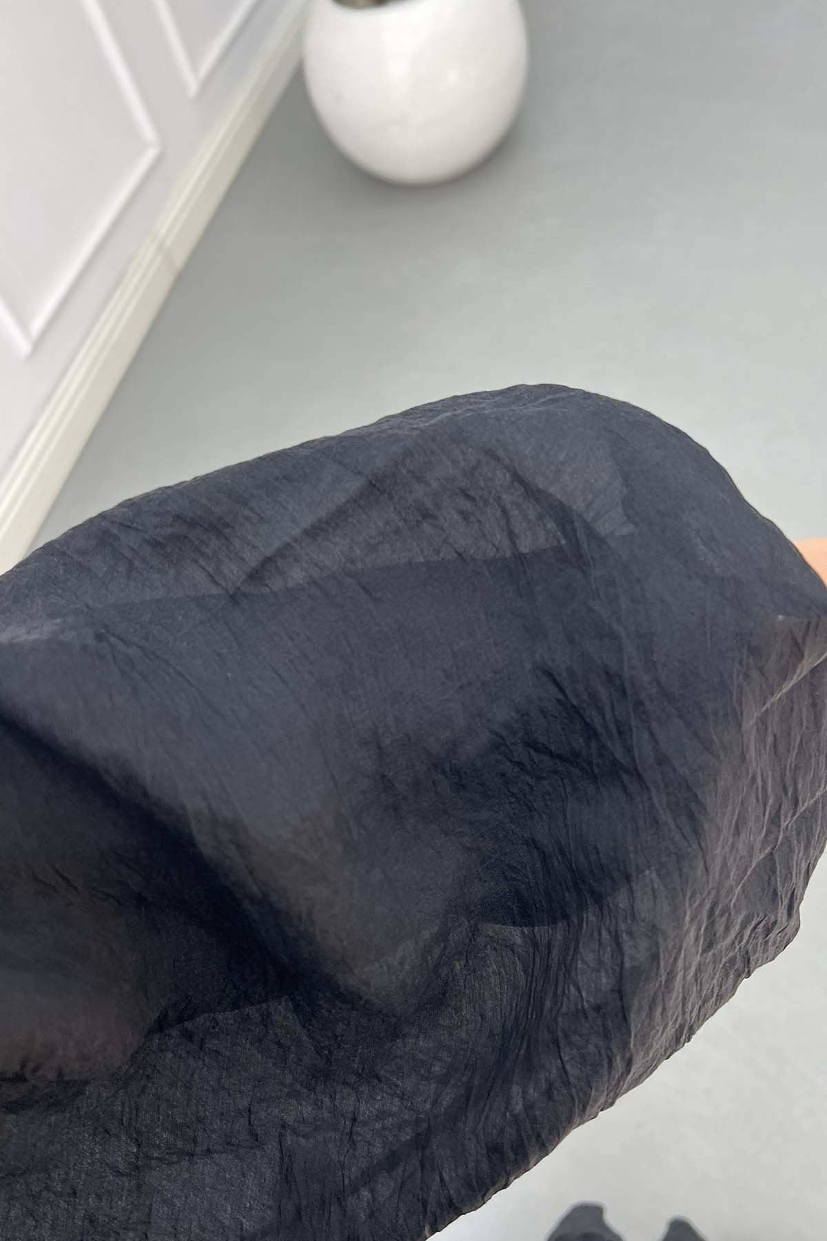 Krinkıl Dokulu Etek Katları Asimetrik Kesim Şifon Takım Siyah