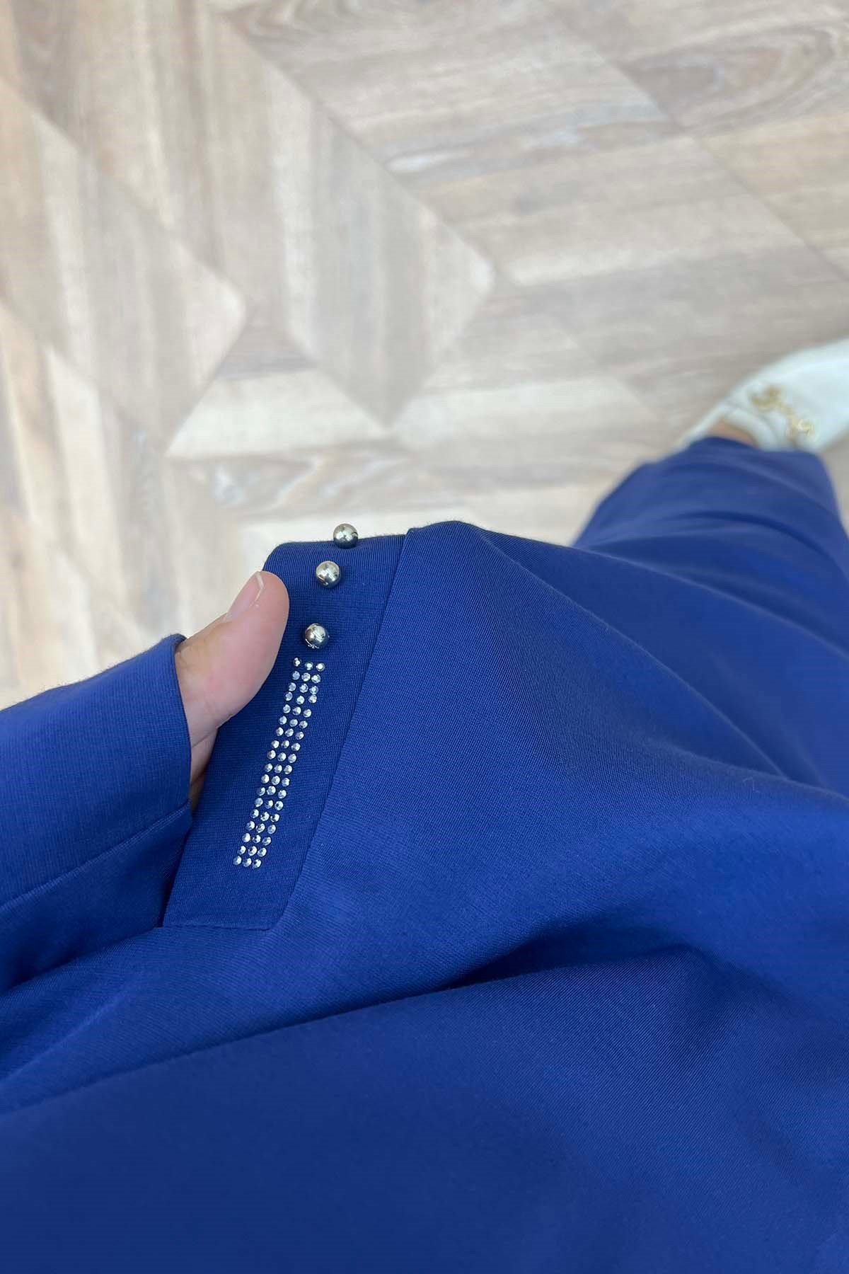 Kristal Işıltılı Kapşonlu Spor Takım İndigo