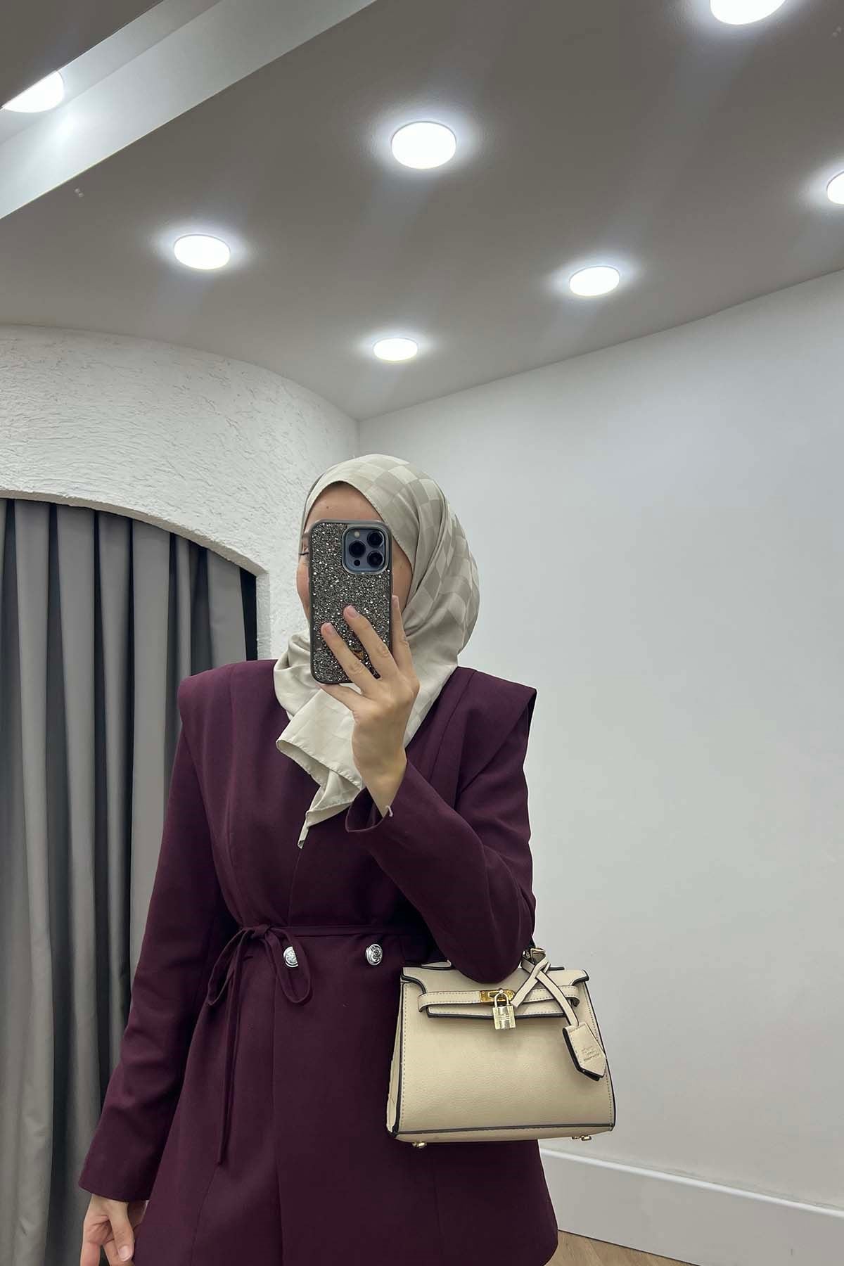 Kruvaze Kesim Şık Ofis Takım Bordo
