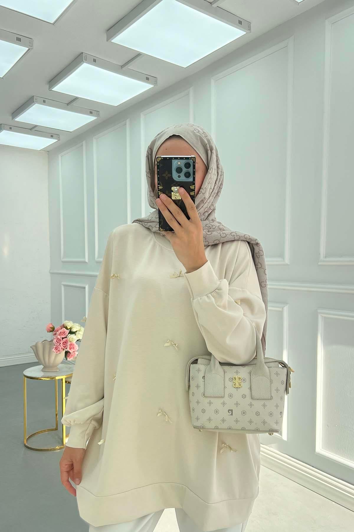 Kurdeleli Oysh Tunik Bej