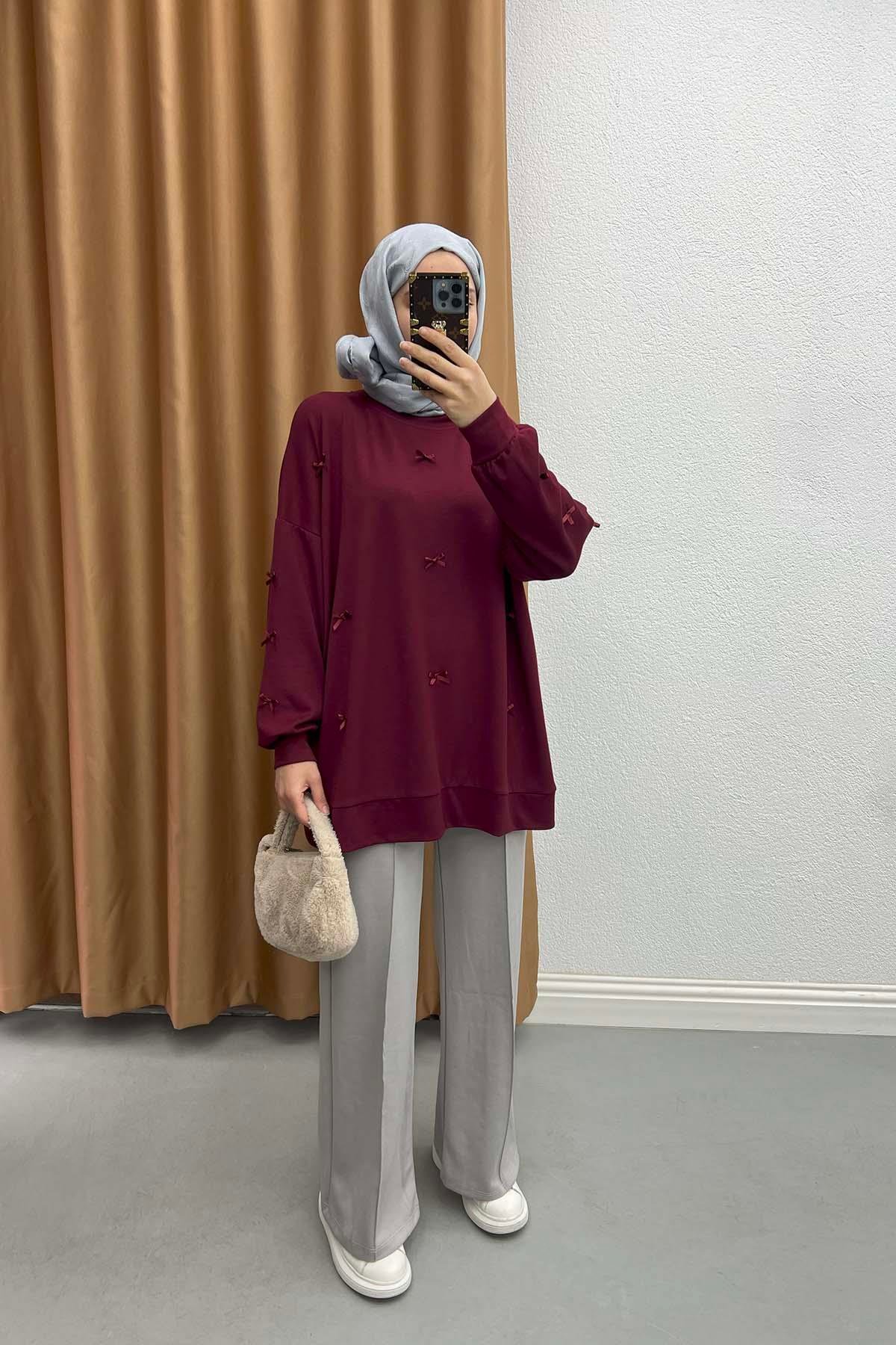 Kurdeleli Oysh Tunik Bordo
