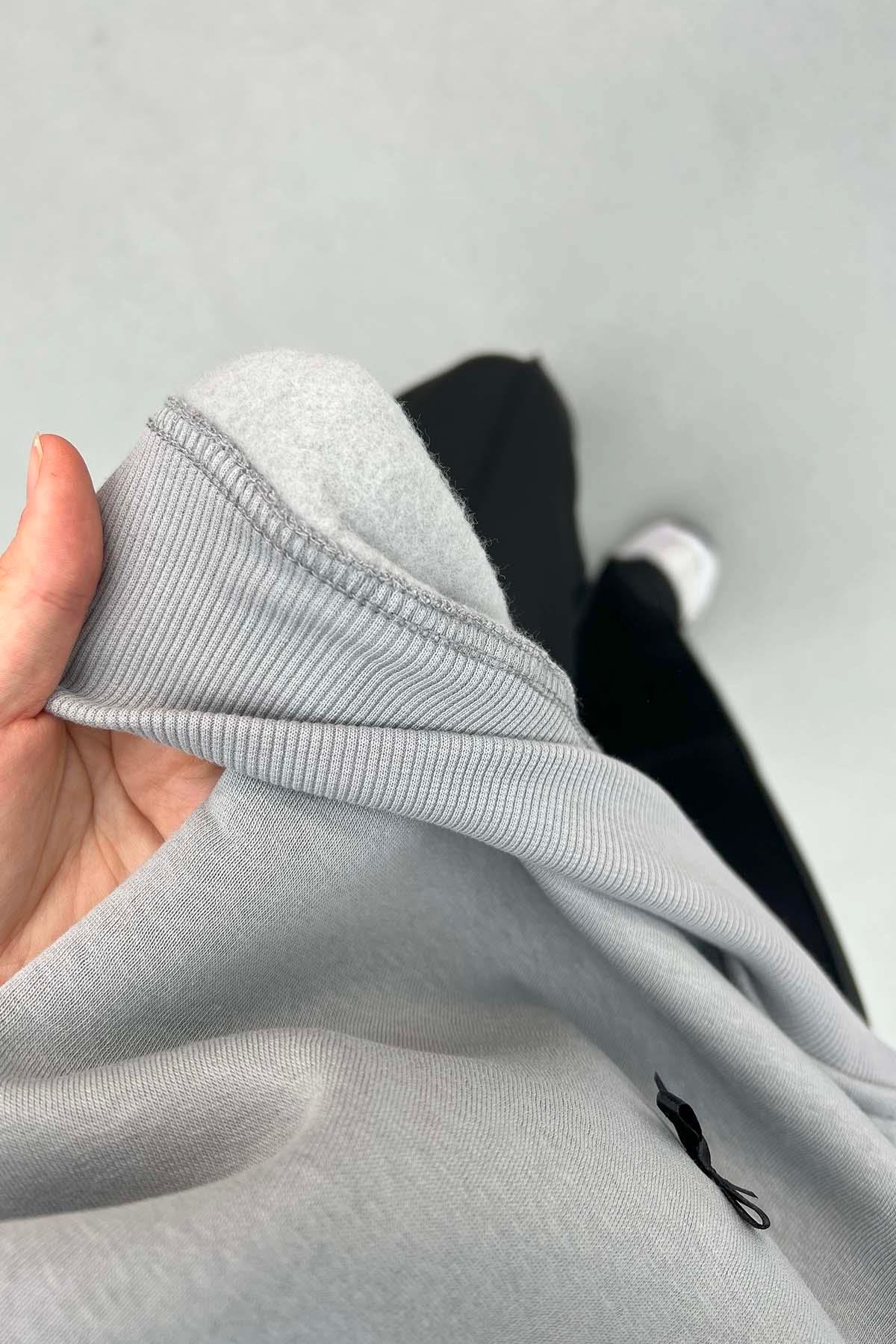 Kurdeleli Sweatshirt Açık Gri