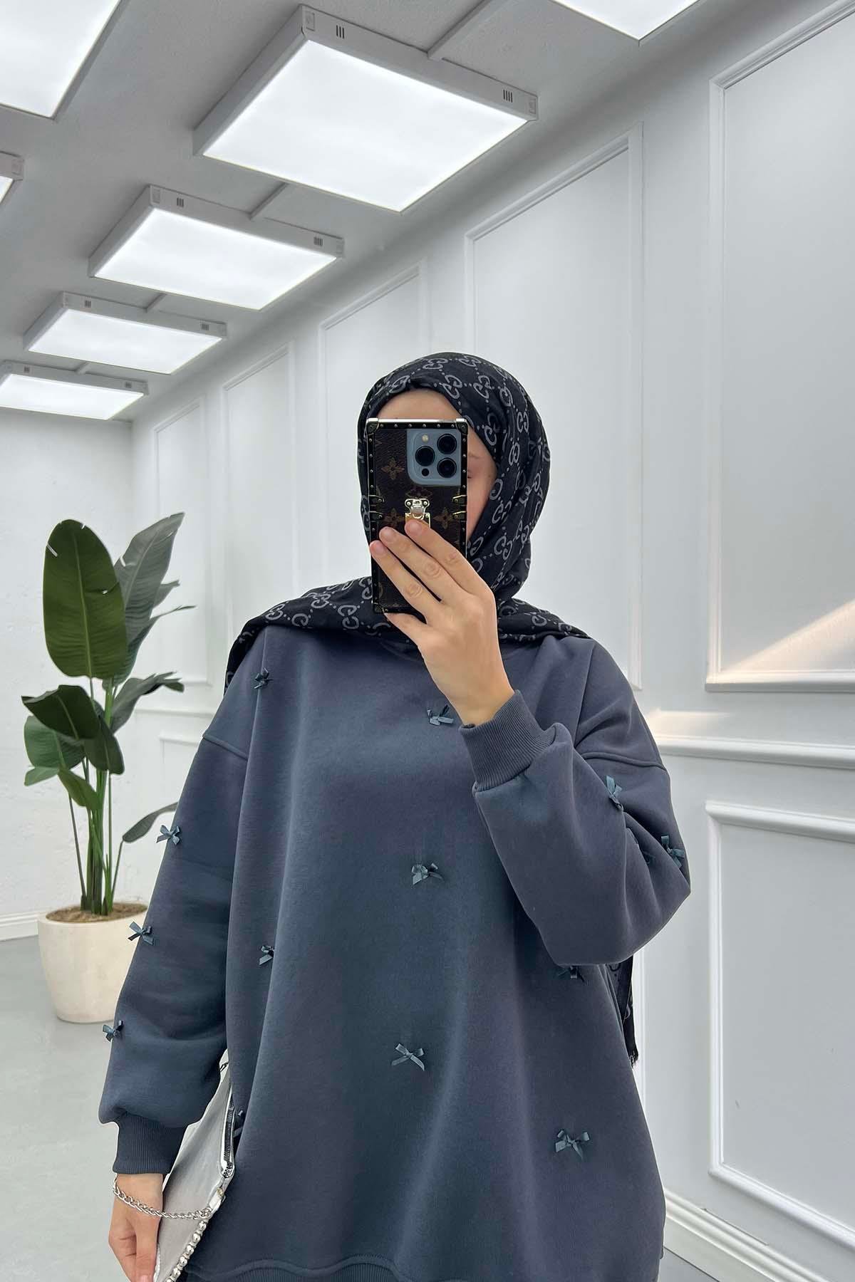 Kurdeleli Sweatshirt Antrasit