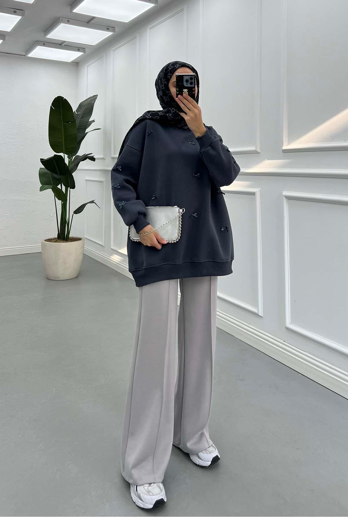 Kurdeleli Sweatshirt Antrasit