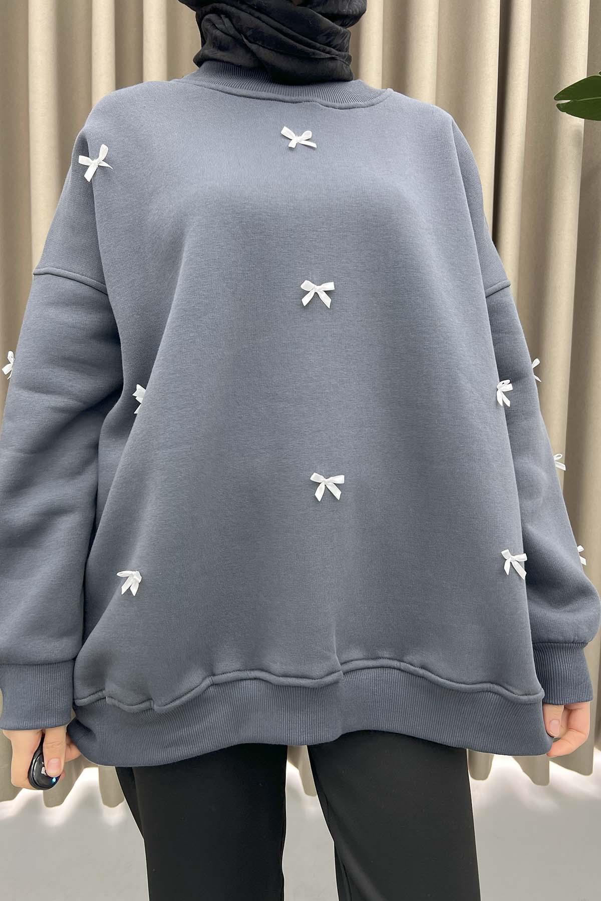 Kurdeleli Sweatshirt Antrasit