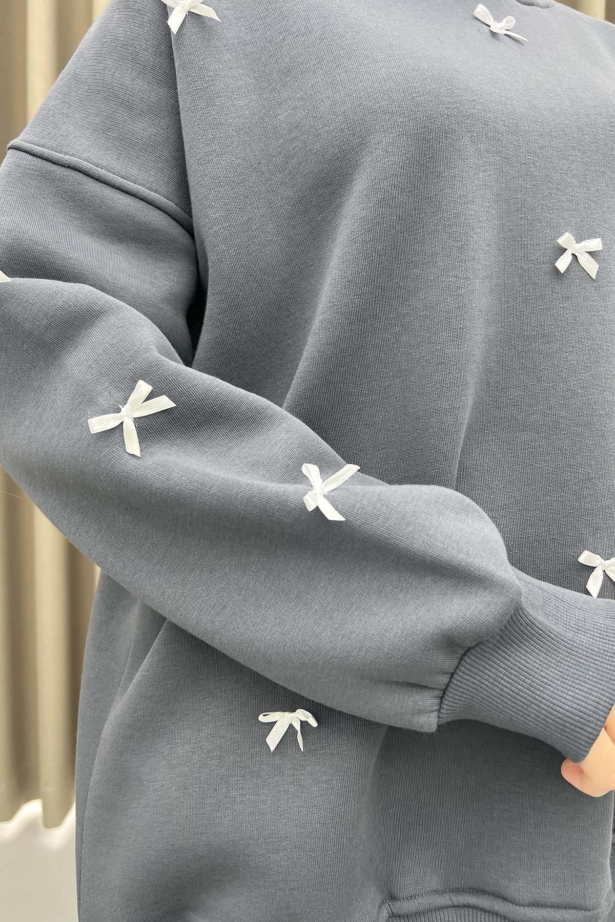 Kurdeleli Sweatshirt Antrasit