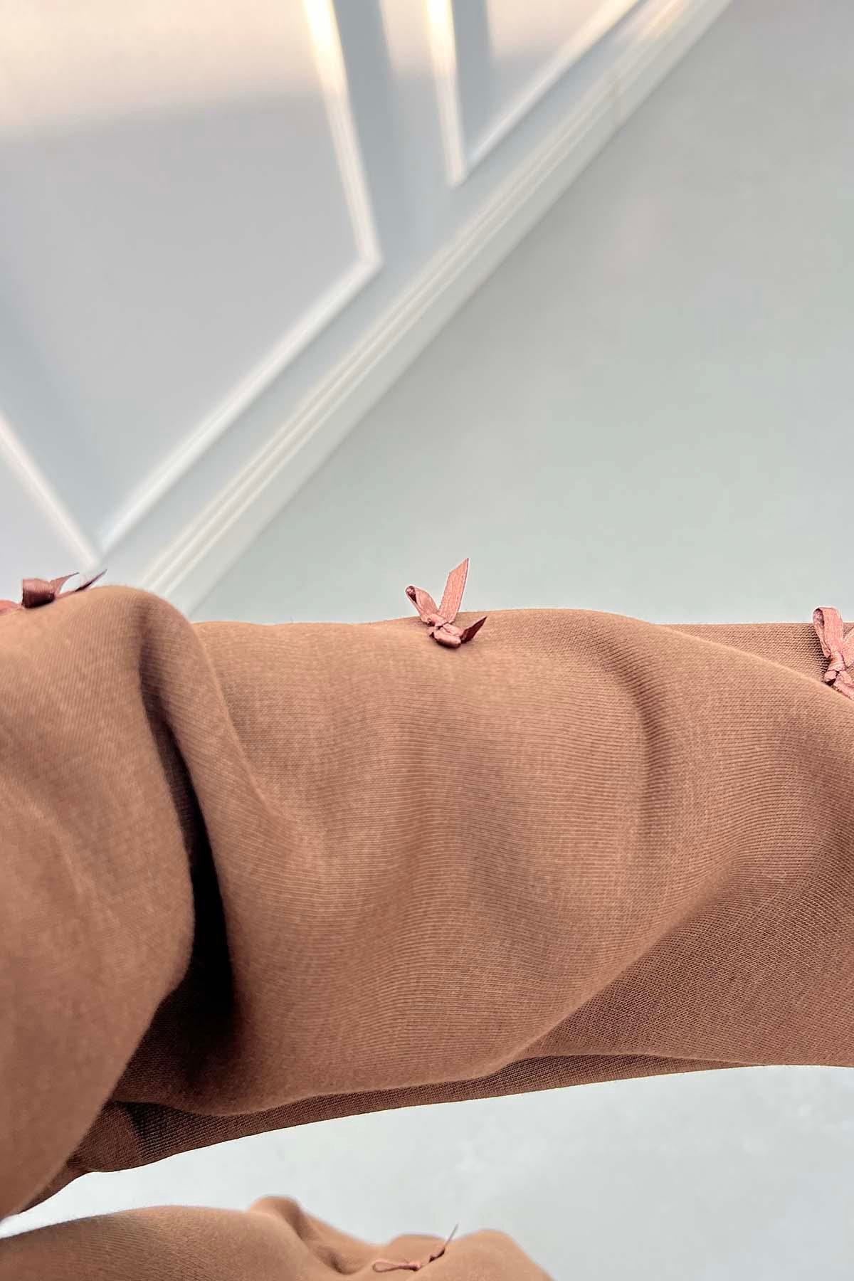 Kurdeleli Sweatshirt Kahve