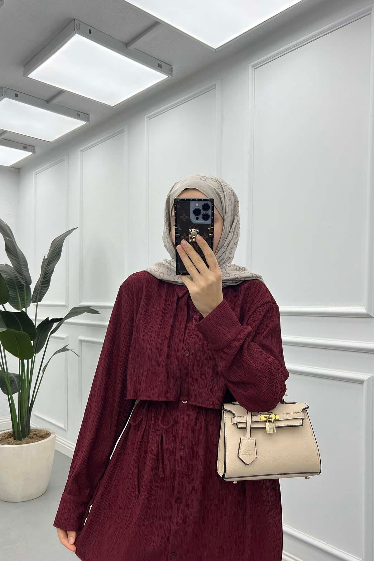 Kuşaklı Bürümcük Takım Bordo