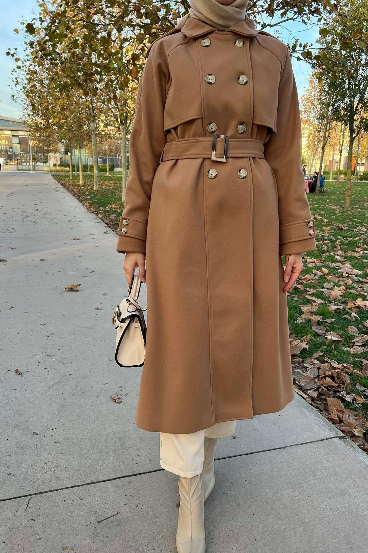 Kuşaklı Kaşe Kaban Kahve