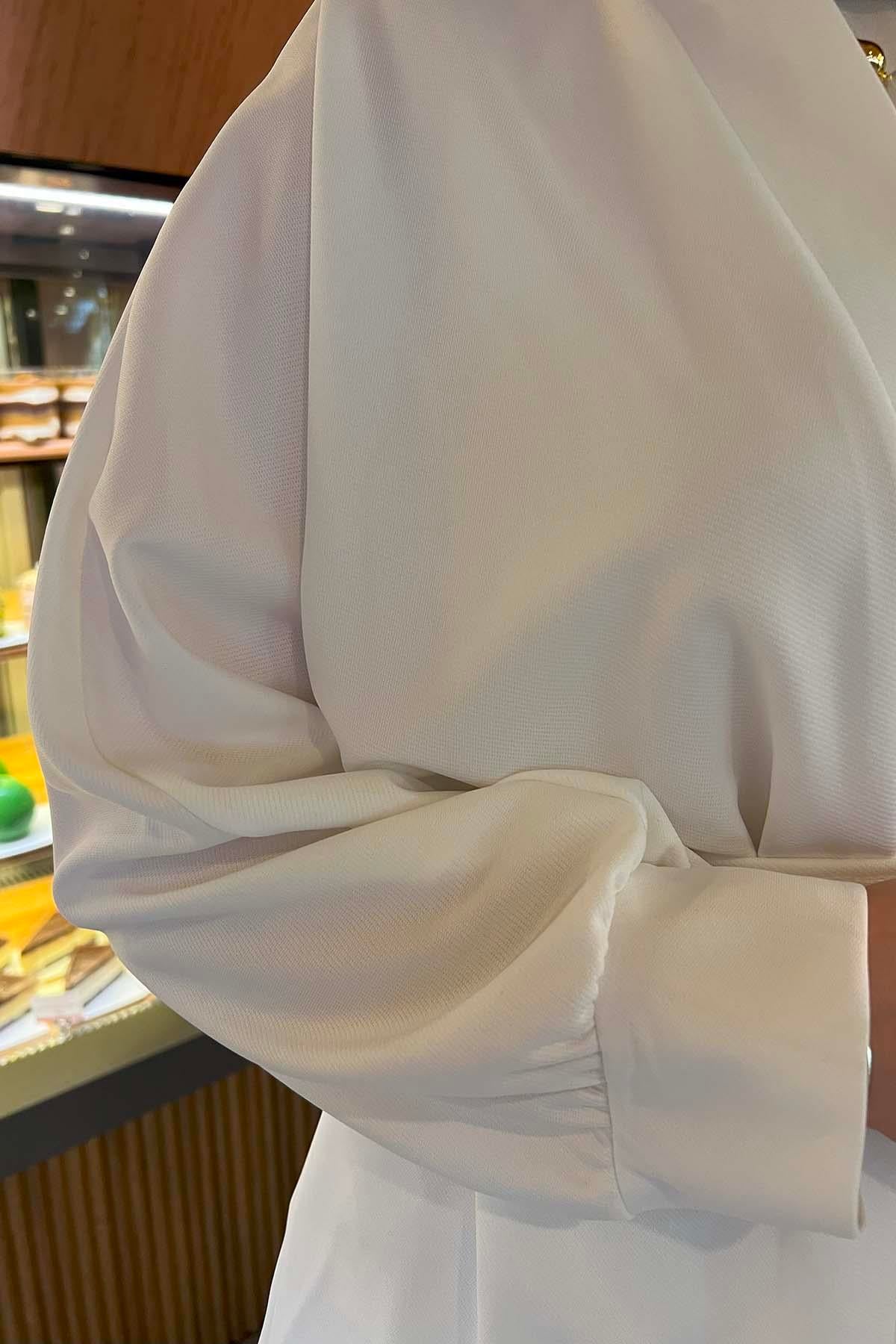 Kuşaklı Kimono Beyaz