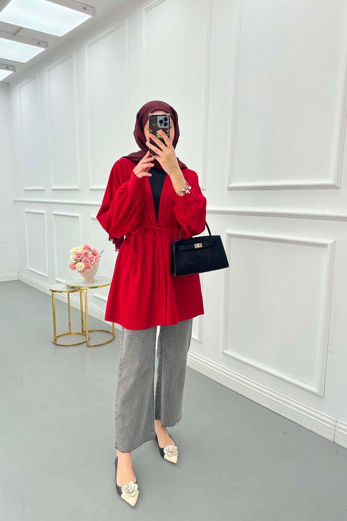 Kuşaklı Kimono Kırmızı