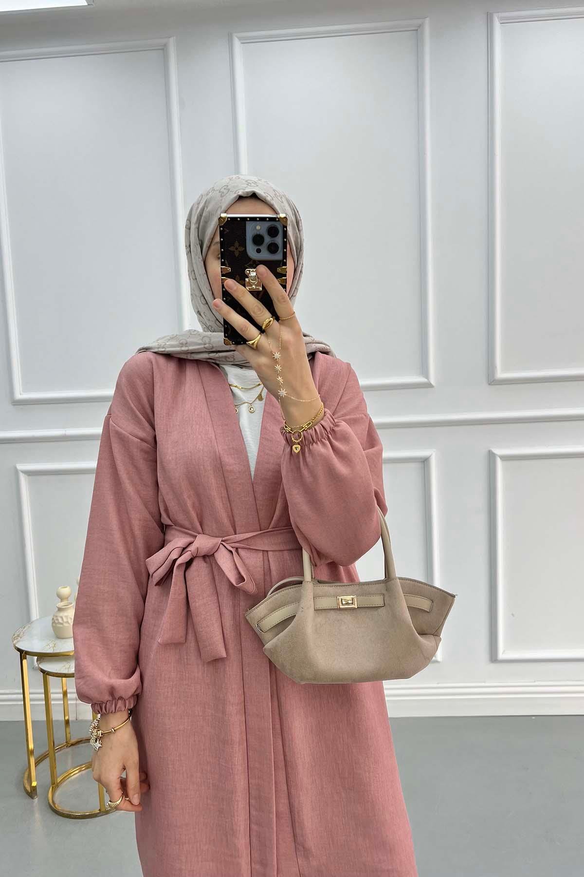 Kuşaklı Kimono Takım Gül Kurusu