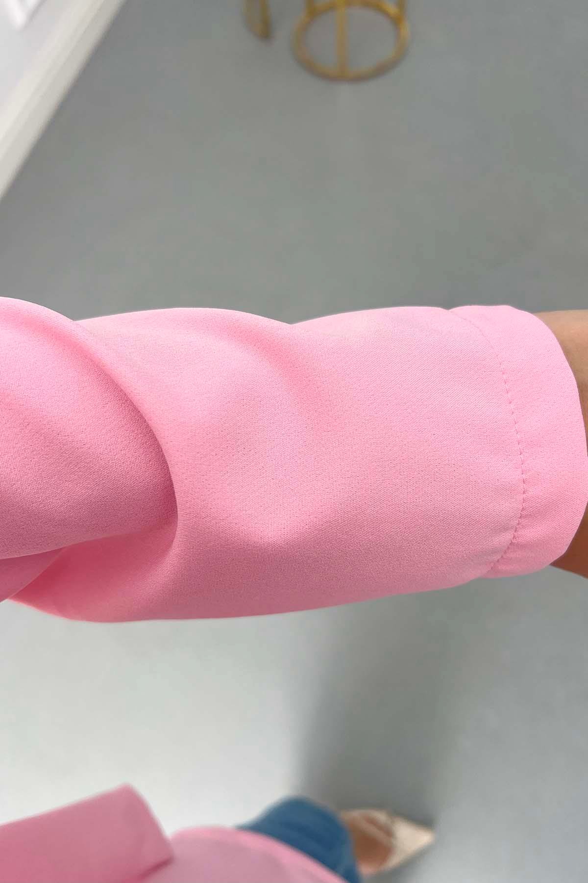 Kuşaklı Viral Ceket Pembe