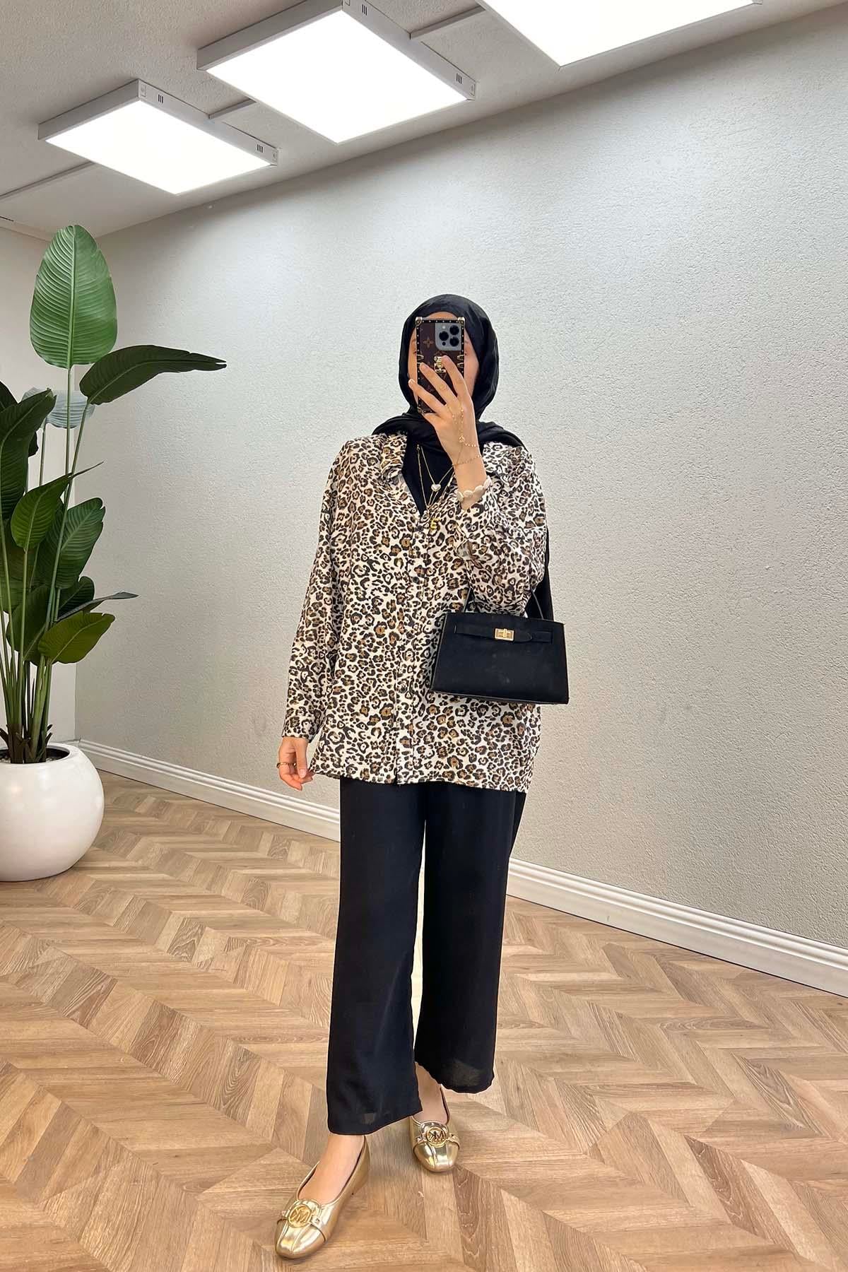 Leopar Baskılı Gömlek Leopar