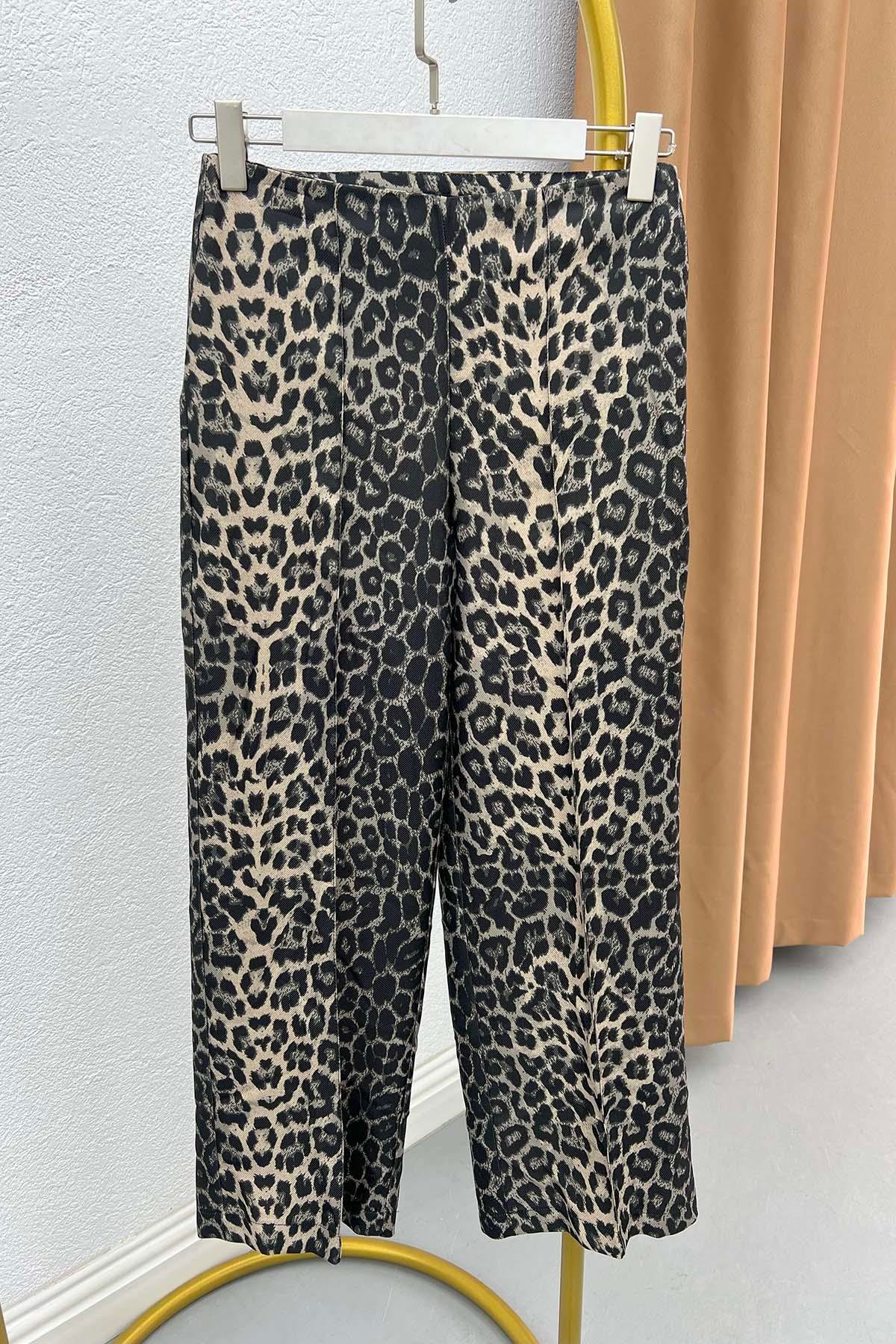 Leopar Desen Kumaş Pantolon Leopar