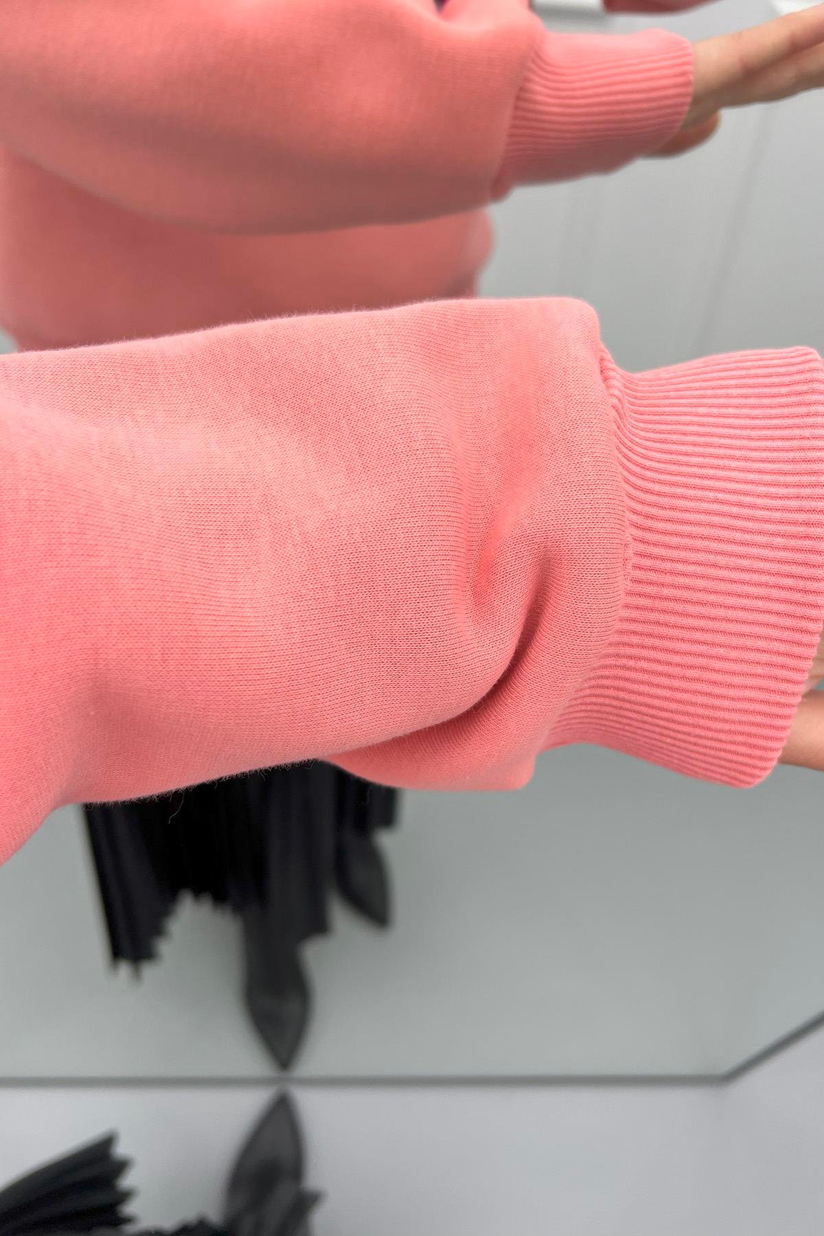 Leopar Desen Sweatshirt Pembe