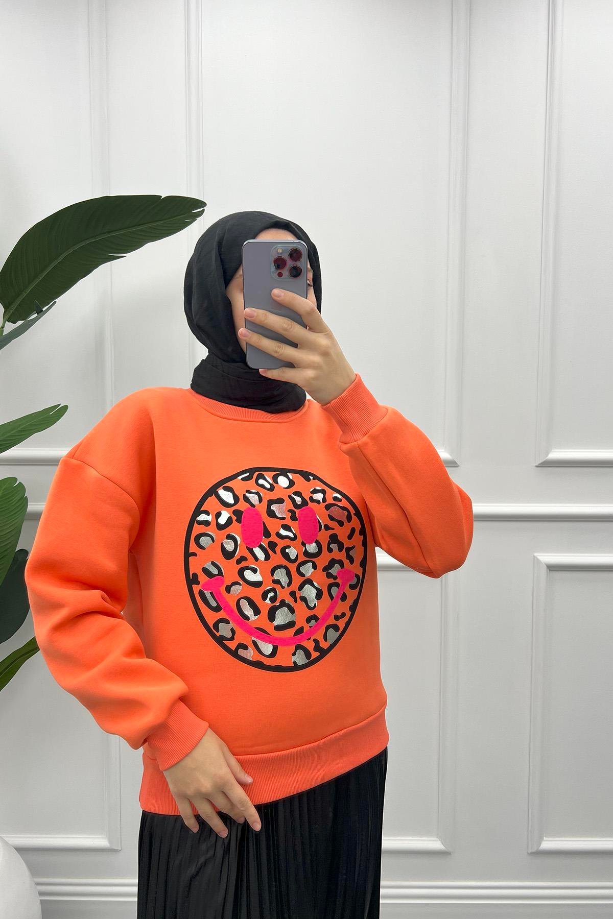 Leopar Desen Sweatshirt Yavruağzı
