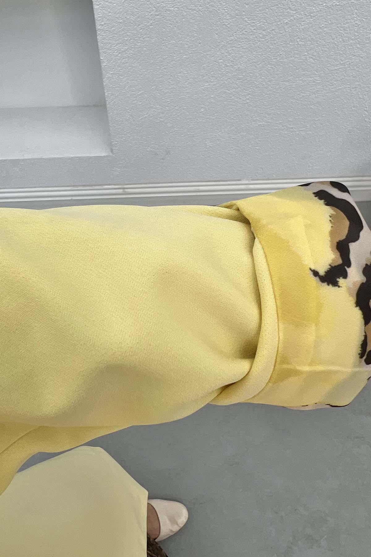Leopar Desenli Ceket Sarı