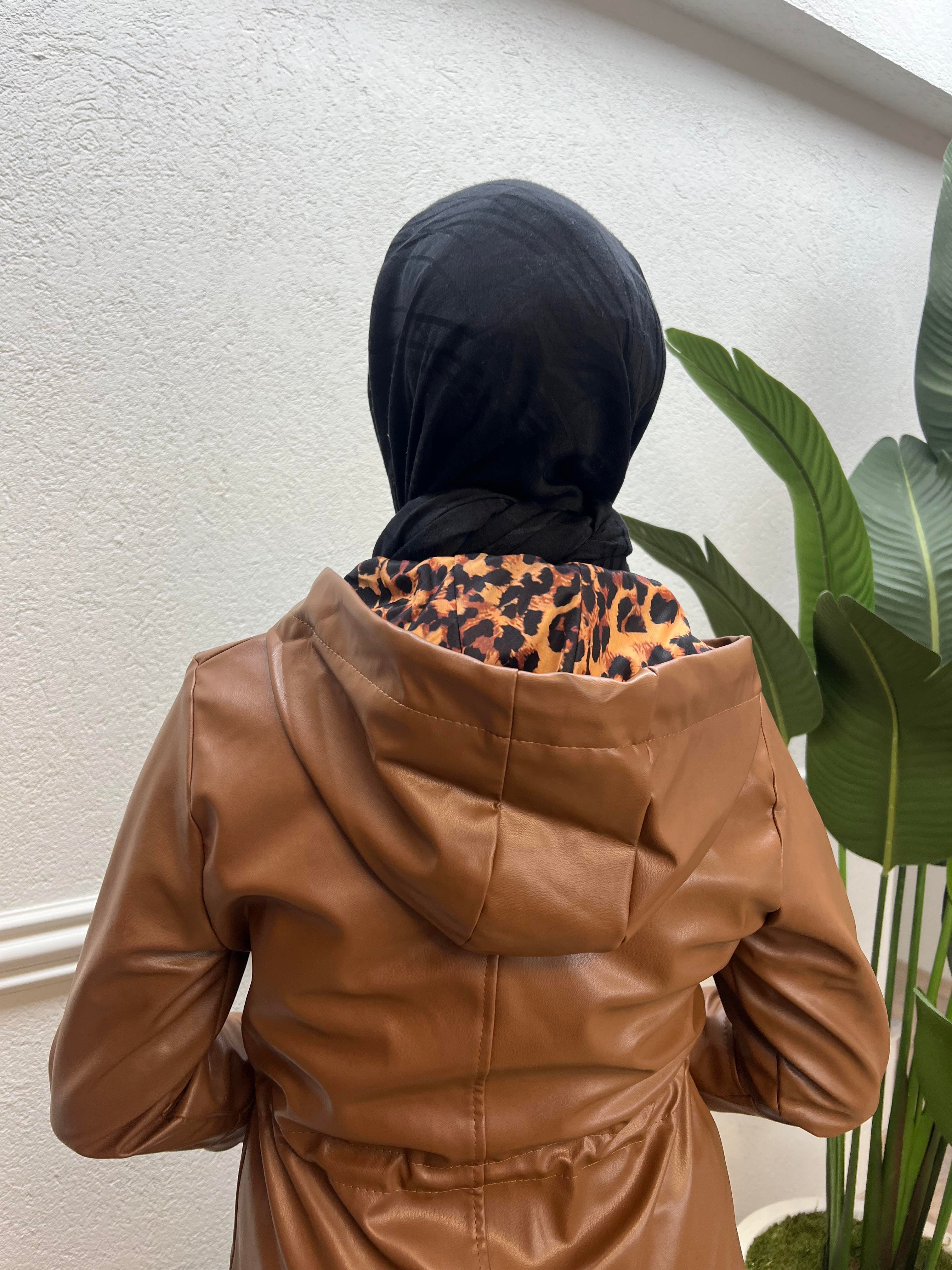 Leopar Desenli Deri Mont Kahve
