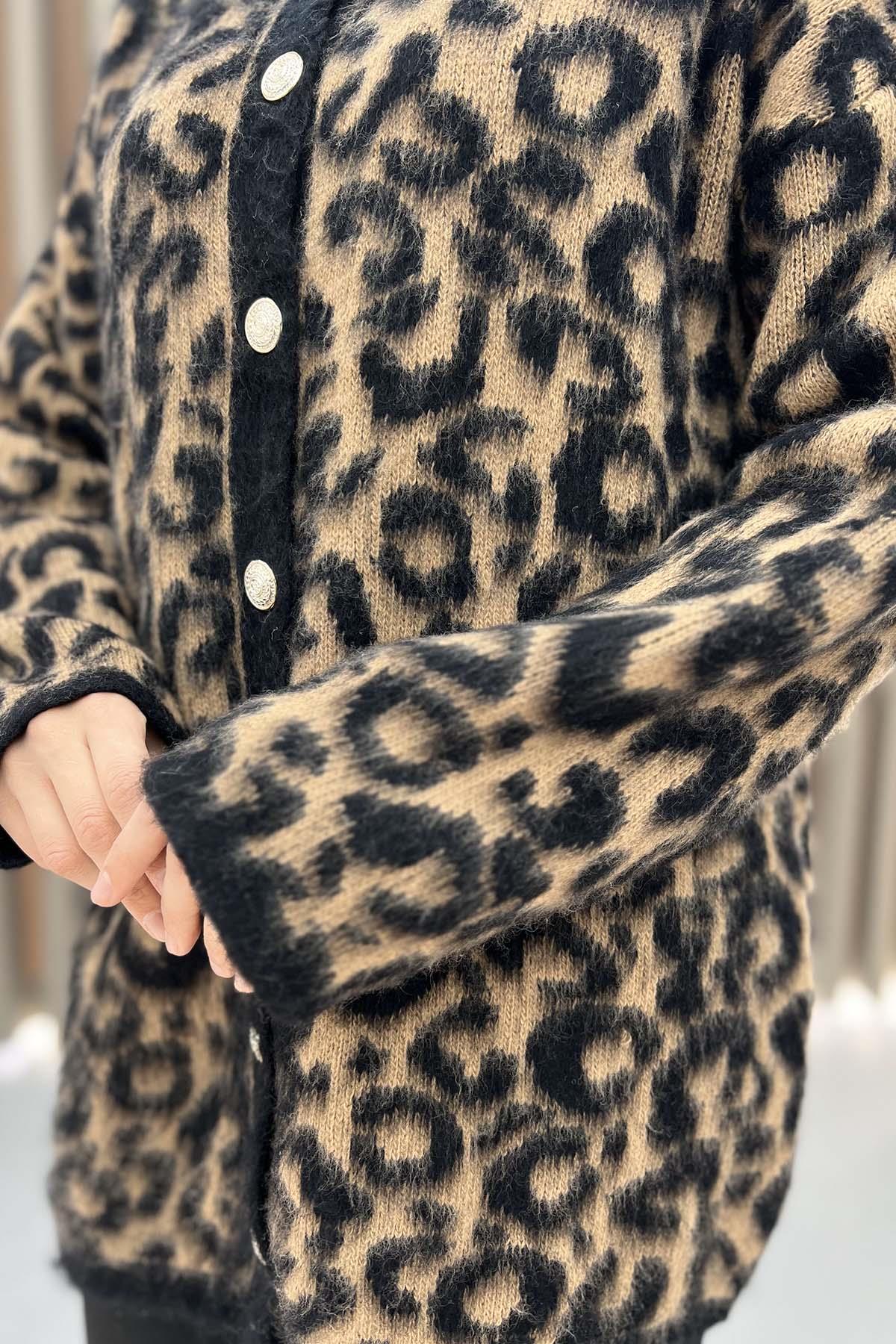 Leopar Desenli Hırka Leopar