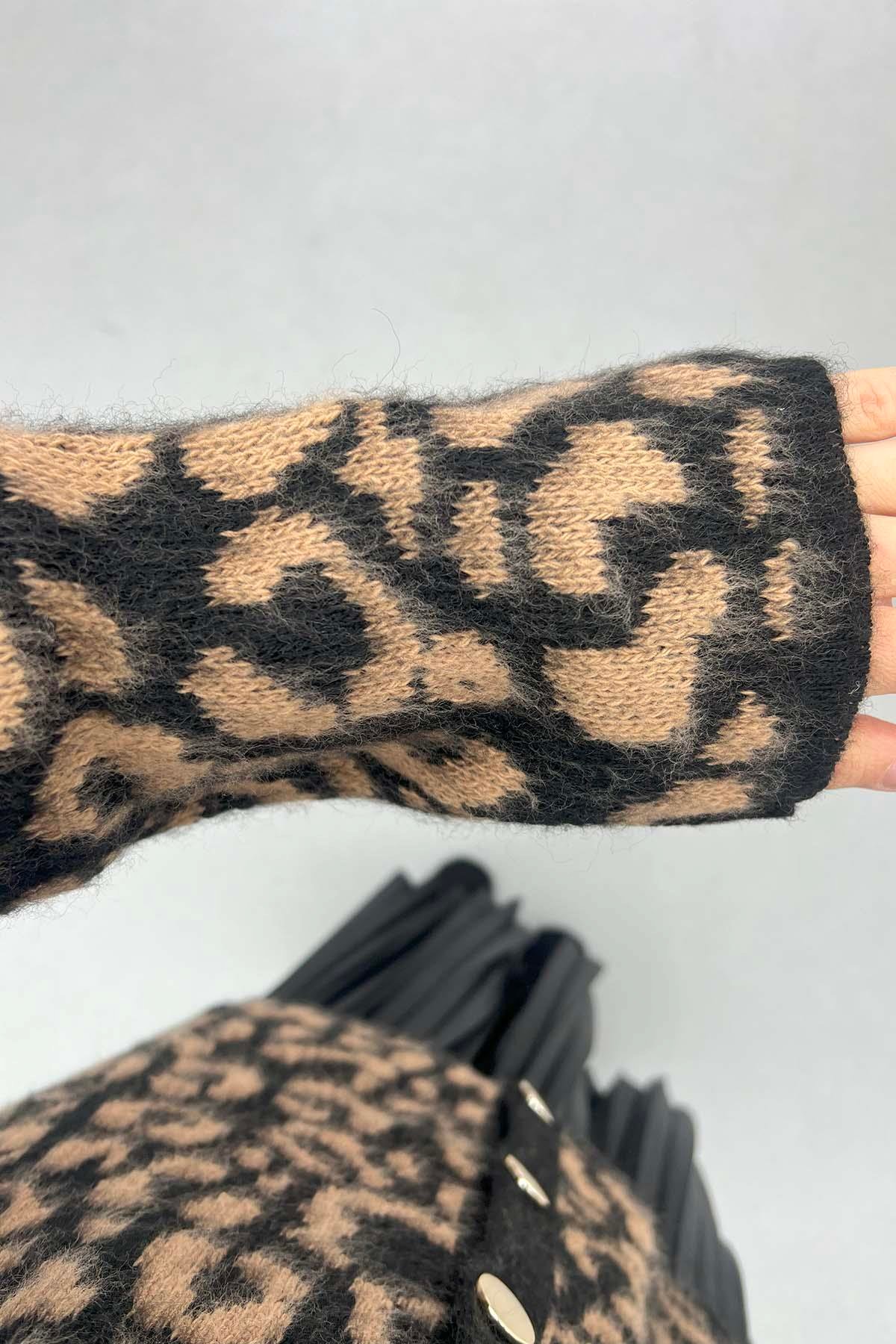Leopar Desenli Hırka Siyah