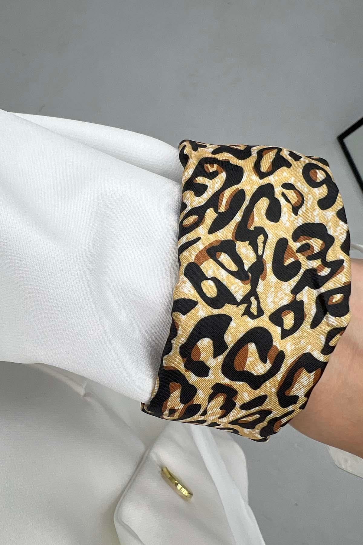 Leopar Detaylı Ceket Beyaz