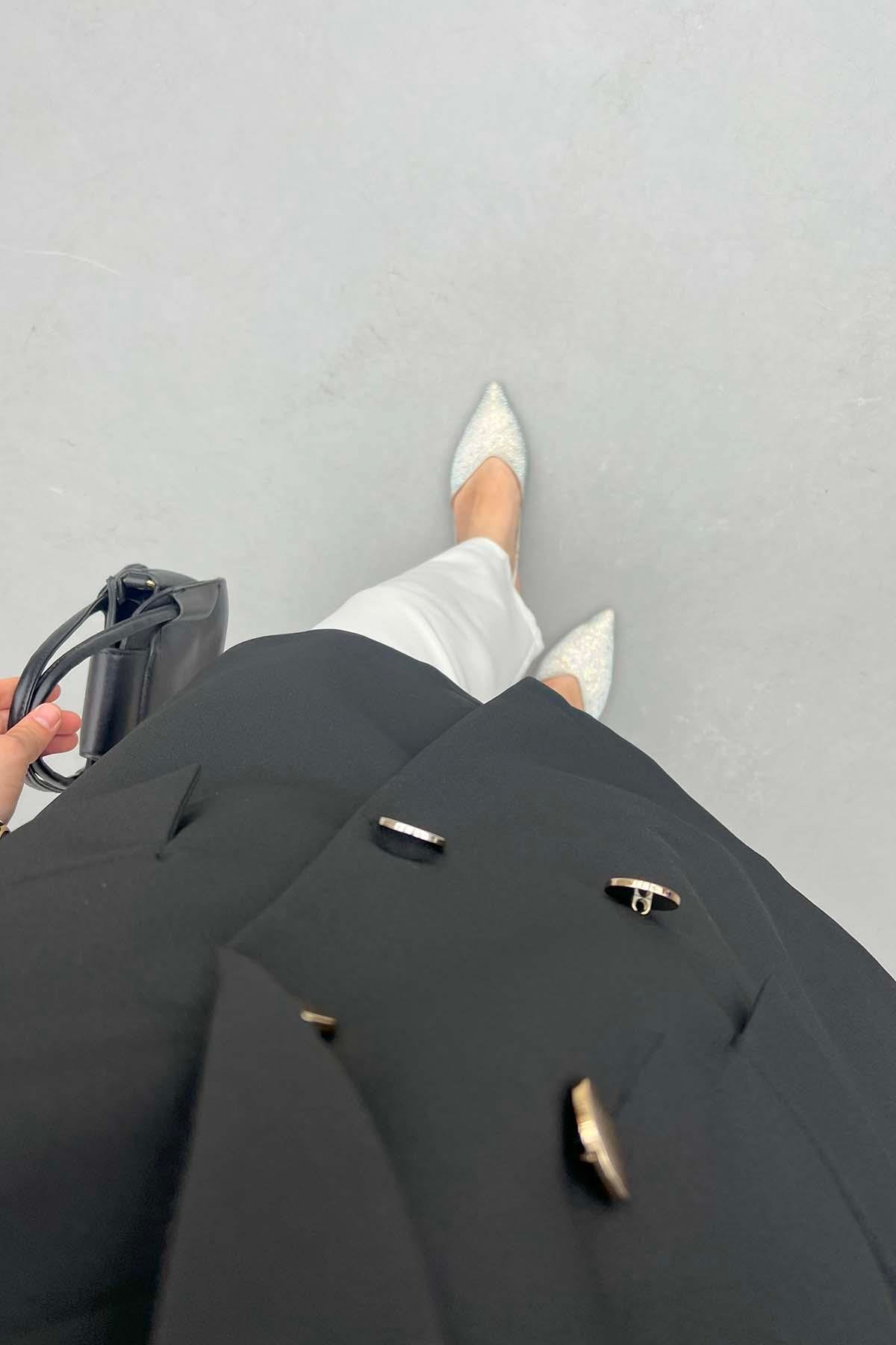Leopar Detaylı Ceket Siyah
