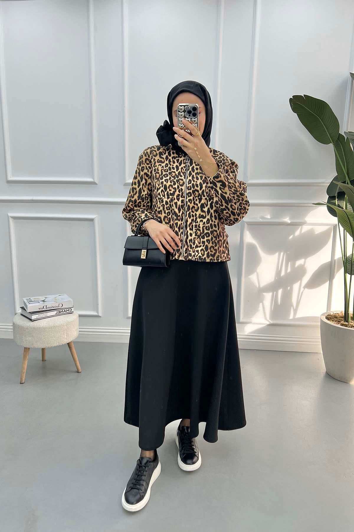 Leoparlı Etek Takım Leopar