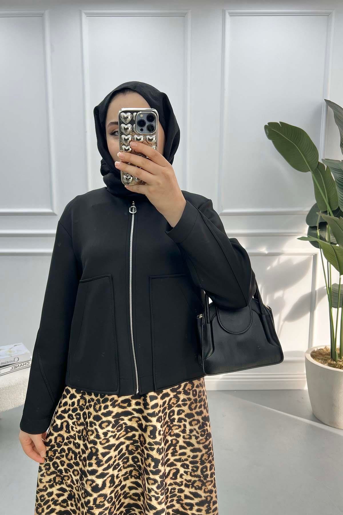Leoparlı Etek Takım Leopar- Siyah