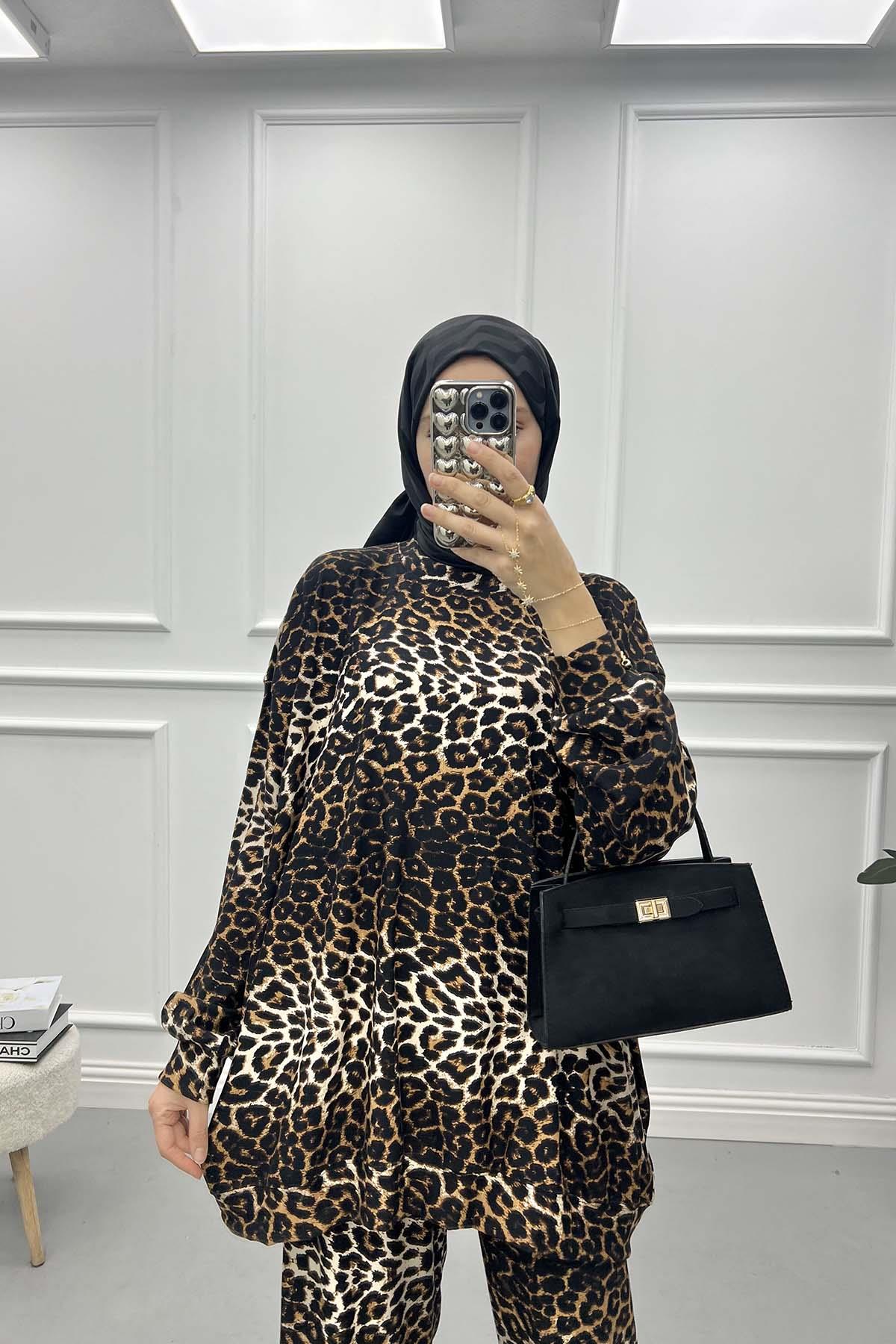 Leoparlı Oversize Takım Leopar