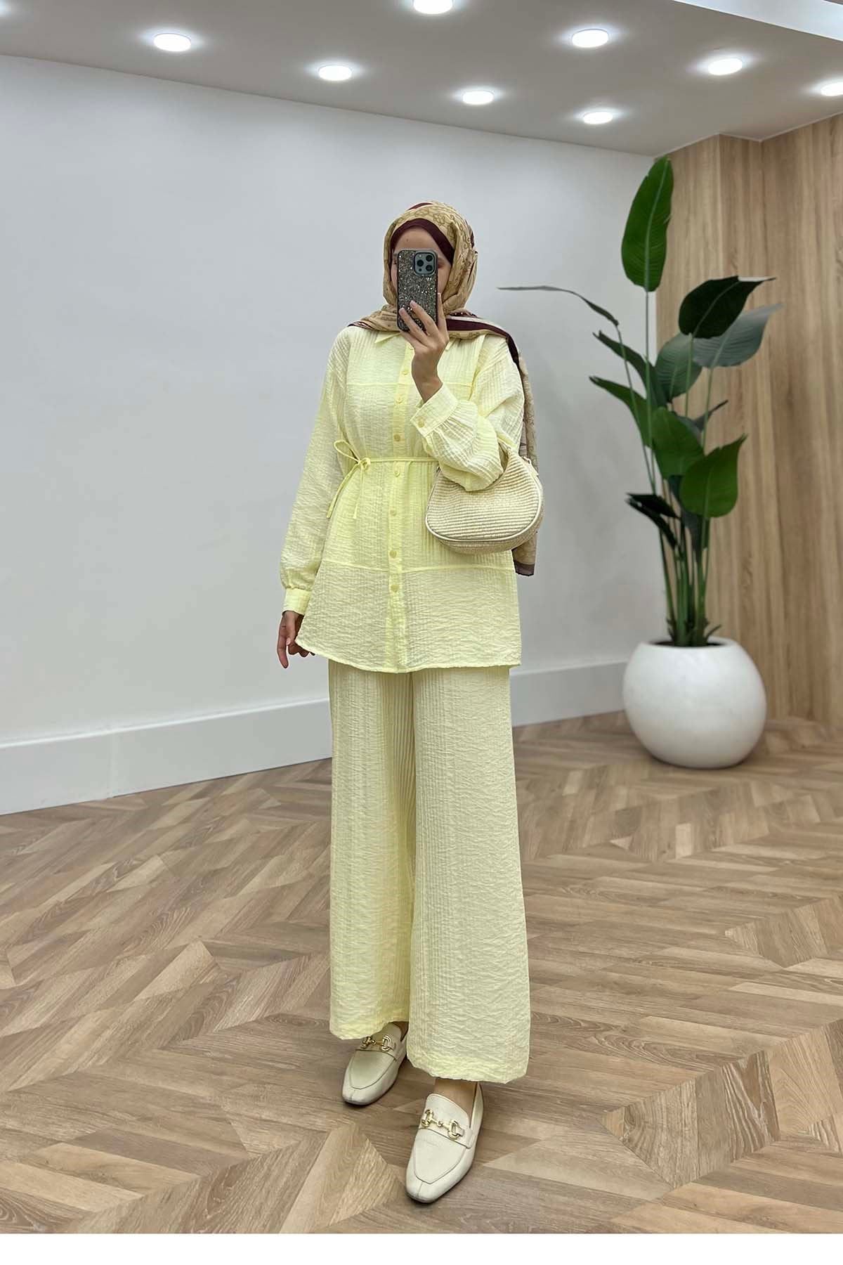 Lidya Modern Kesim Pastel Takım Sarı