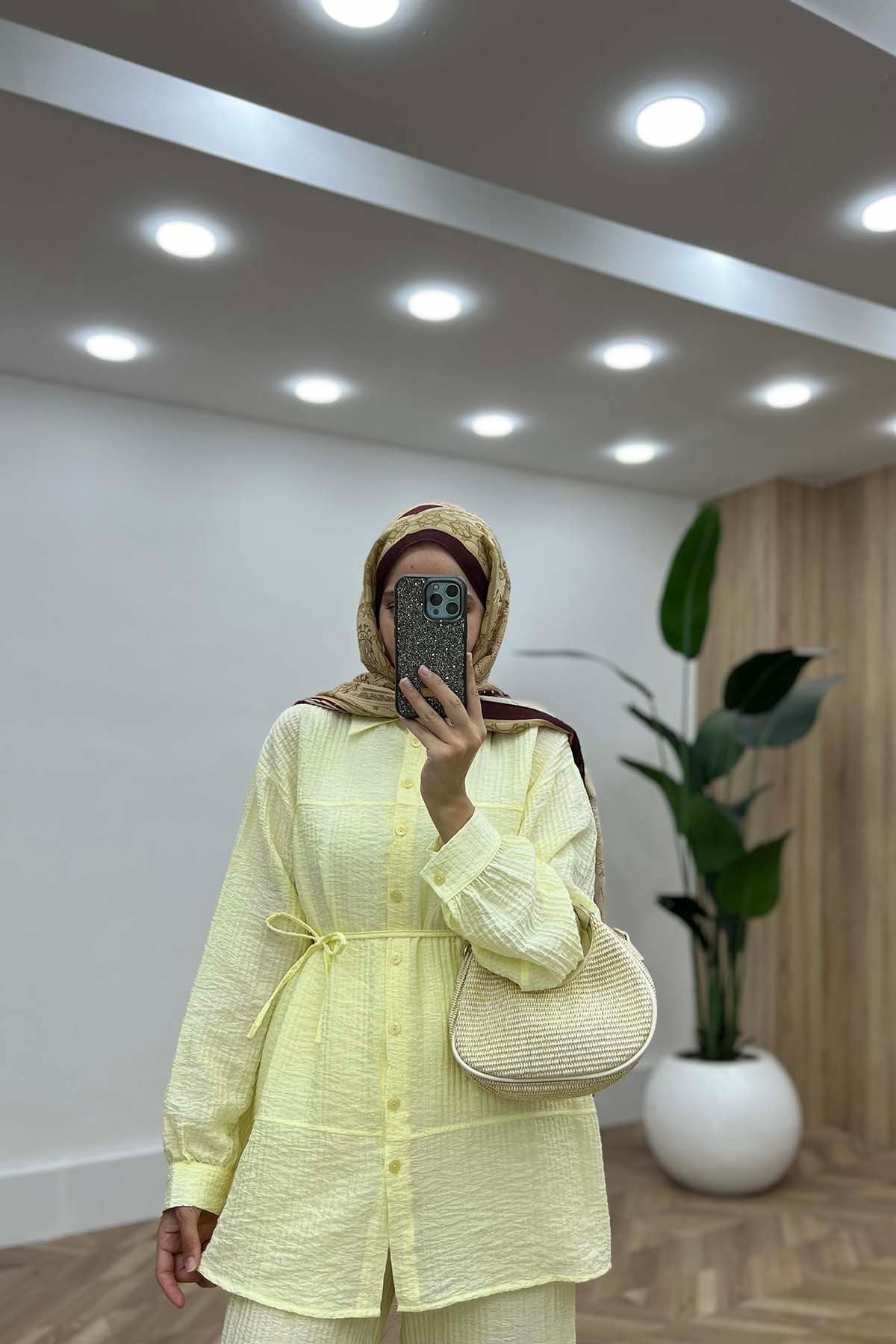 Lidya Modern Kesim Pastel Takım Sarı