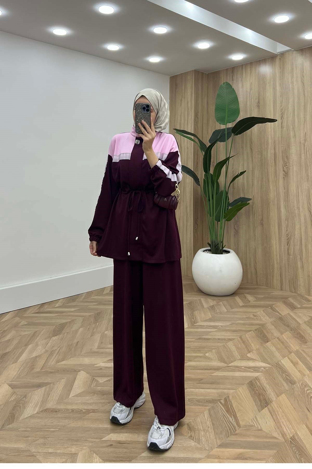Lidya Renk Bloklu Spor Takım Bordo