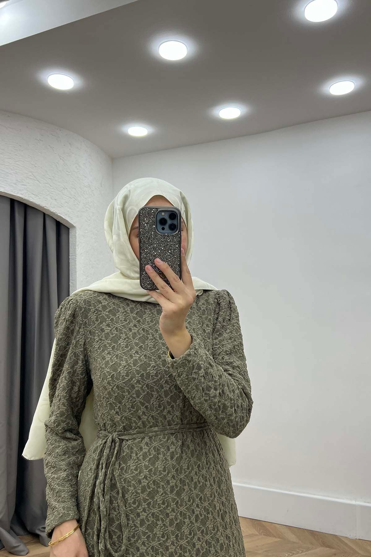 Lidya Zarif Kuşaklı Tül Elbise Çağla Yeşili