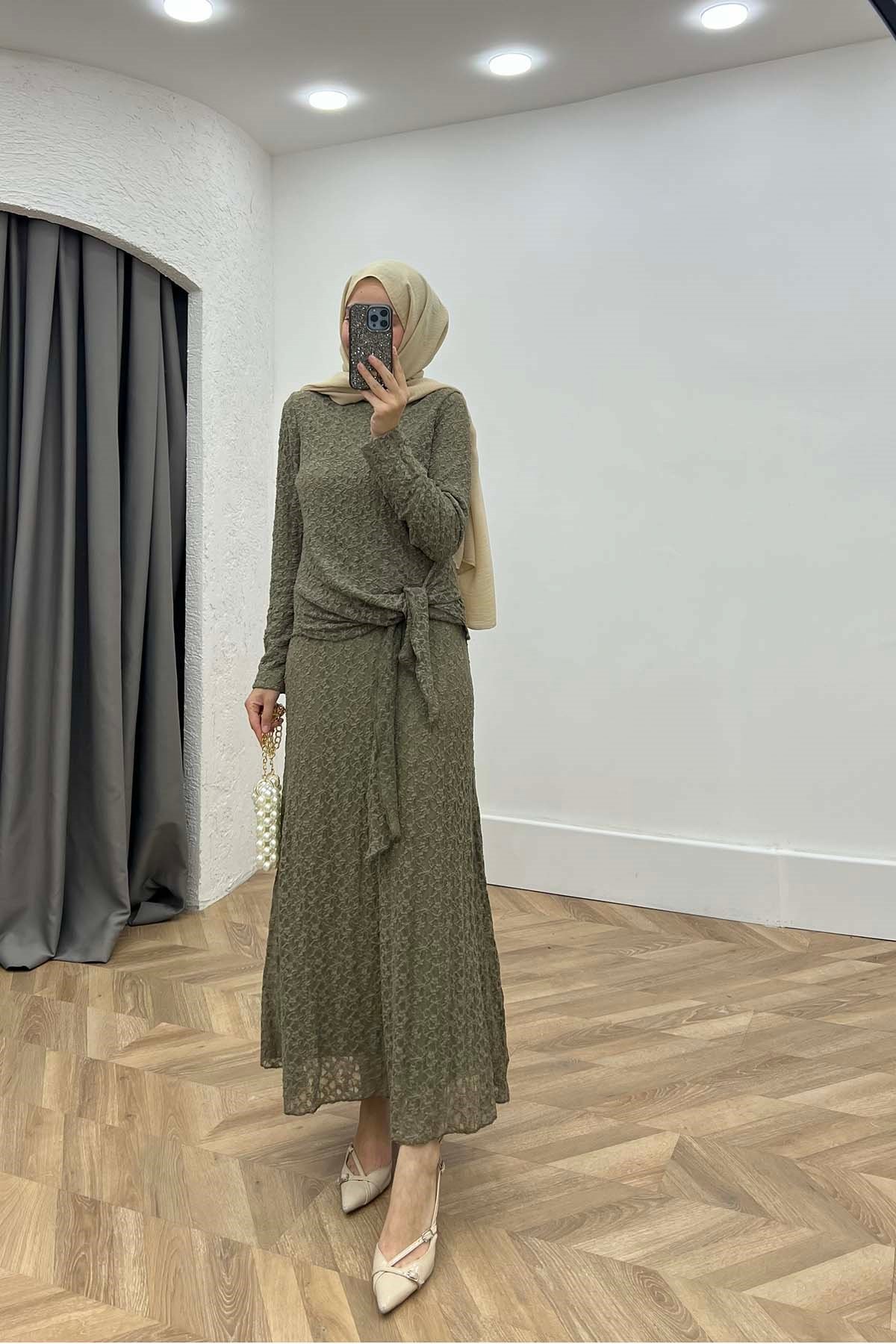 Lina Beli Bağlamalı İkili Dantel Takım Çağla Yeşili