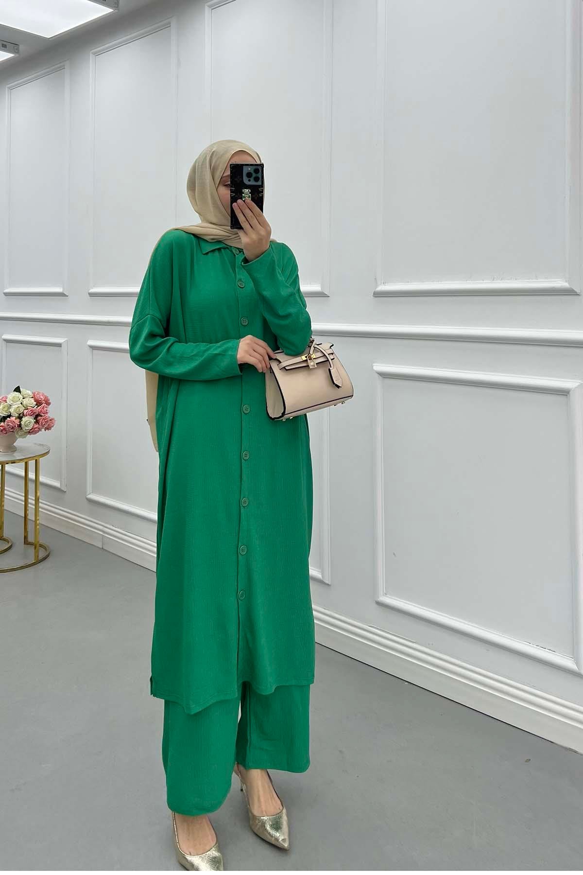 Lina Oversize Gömlek Takım Benetton Yeşil