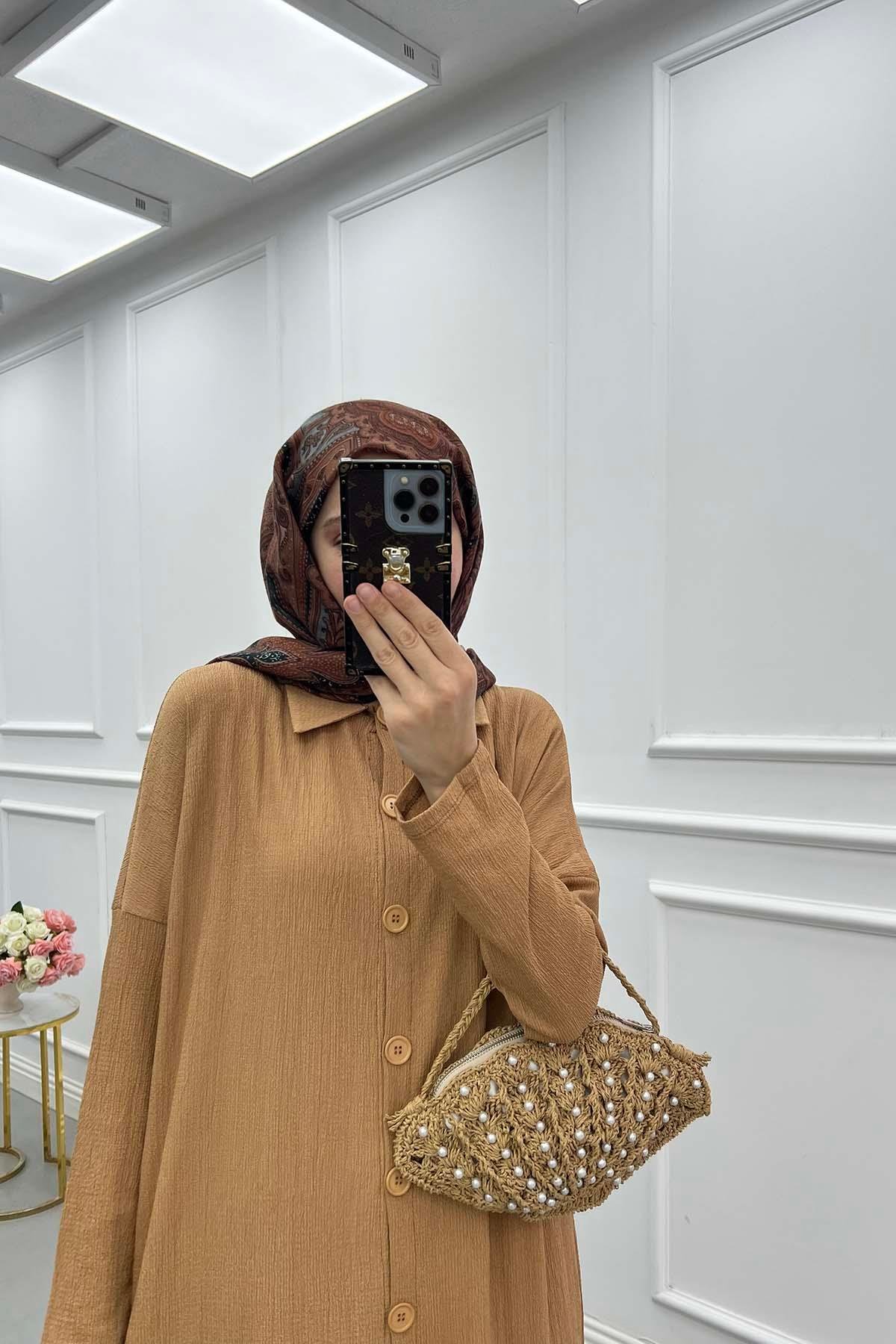 Lina Oversize Gömlek Takım Camel