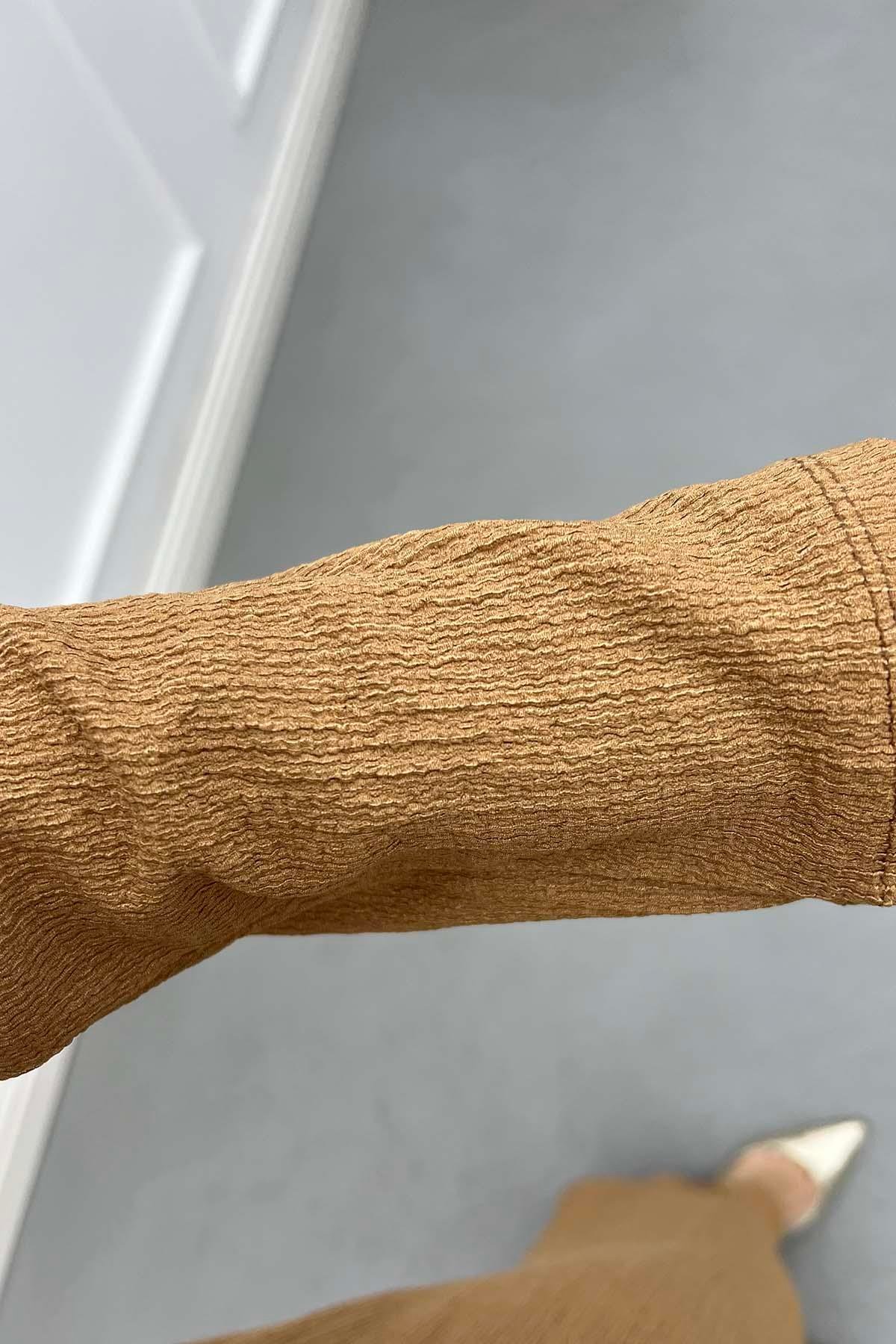 Lina Oversize Gömlek Takım Camel