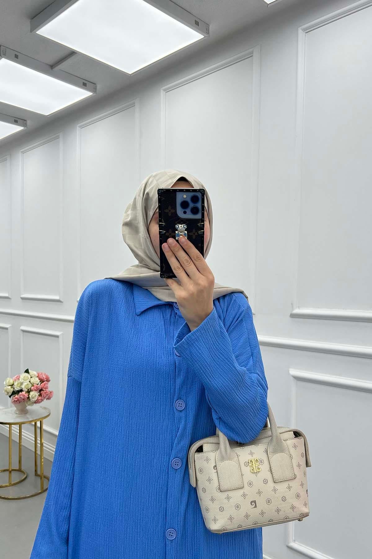 Lina Oversize Gömlek Takım Mavi
