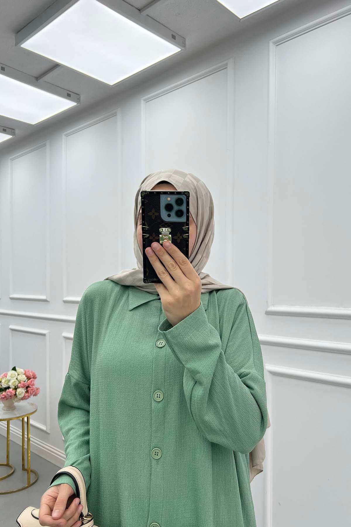 Lina Oversize Gömlek Takım Su Yeşili
