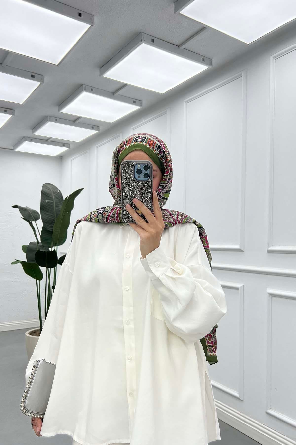 Linen Breeze Düşük Omuzlu  Salaş Takım Beyaz