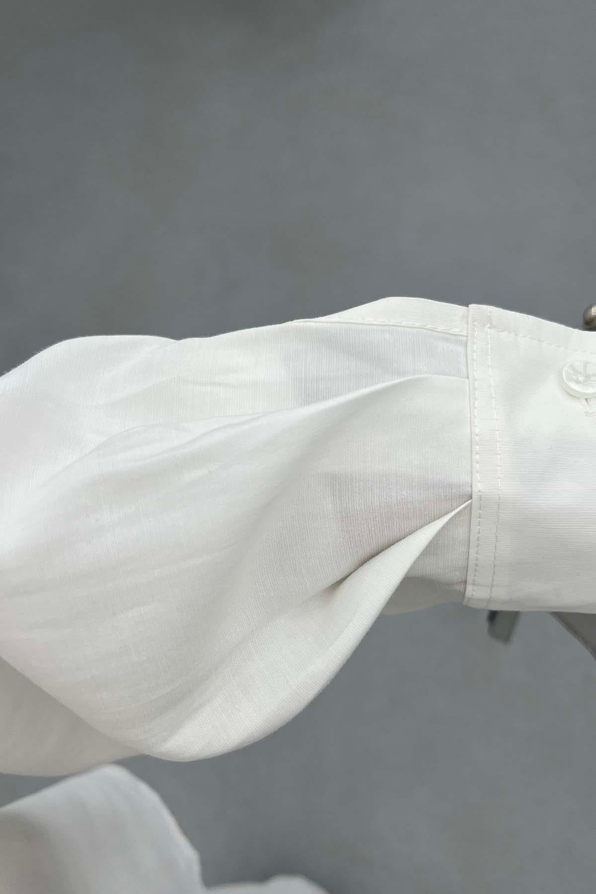 Linen Breeze Düşük Omuzlu  Salaş Takım Beyaz