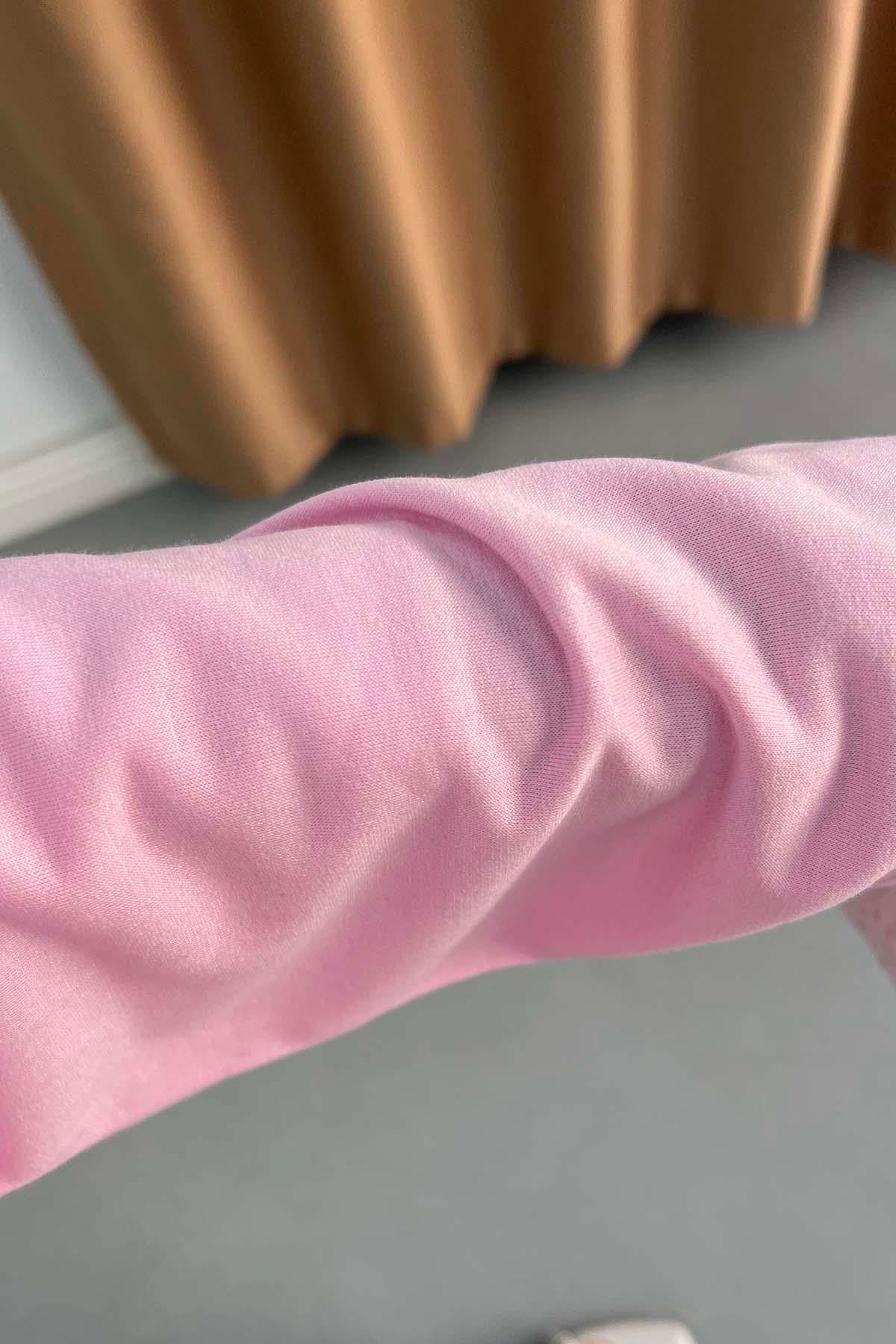 Love &  Letter Nakışlı Oversize Sweatshirt Pembe