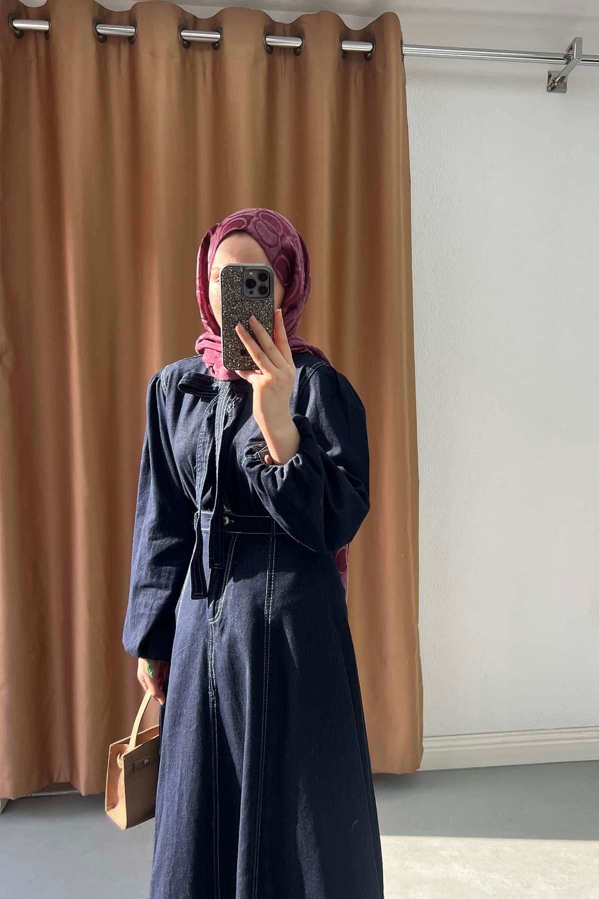 Marin Stil Papyon Bağlamalı Kot Takım Koyu Mavi