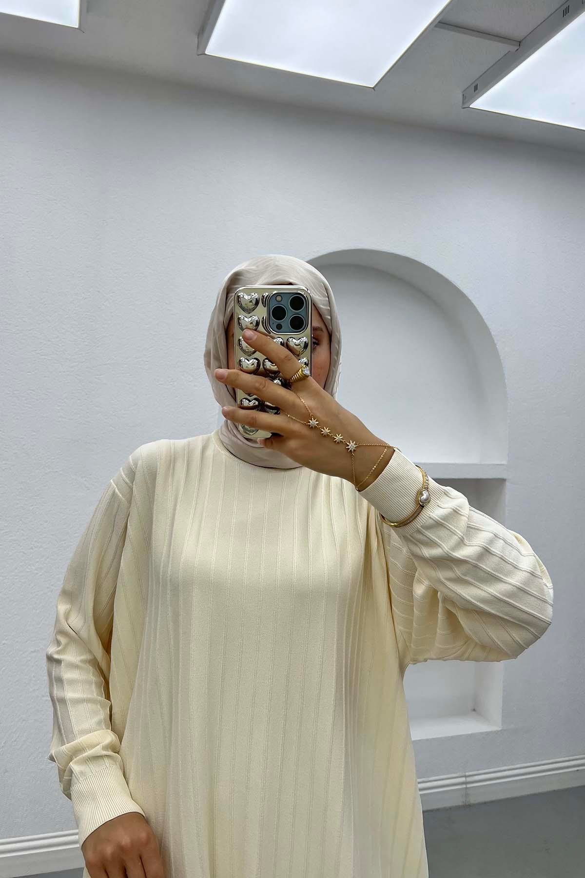 Merserize Fitilli Tunik Bej