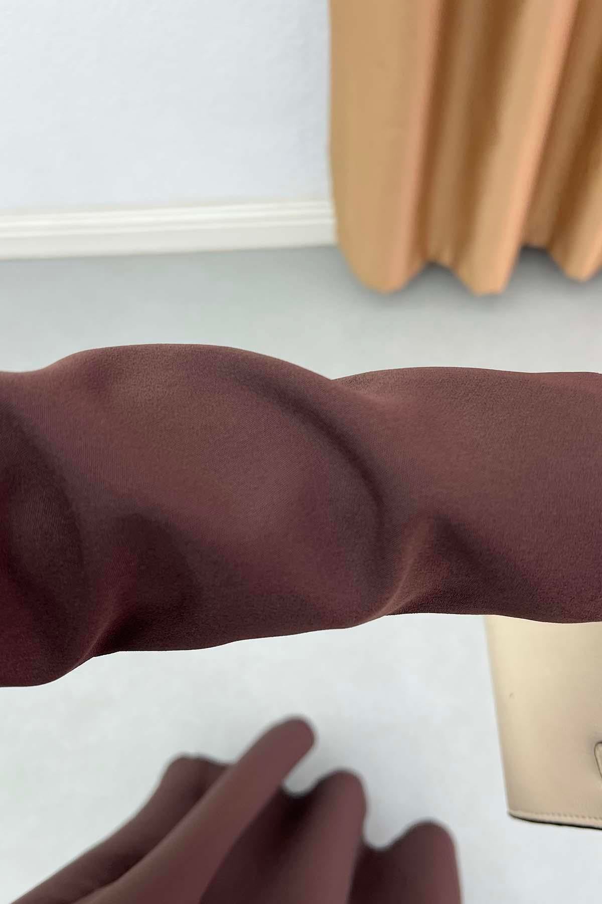 Minimalist Kesim Kemerli Elbise Acı Kahve