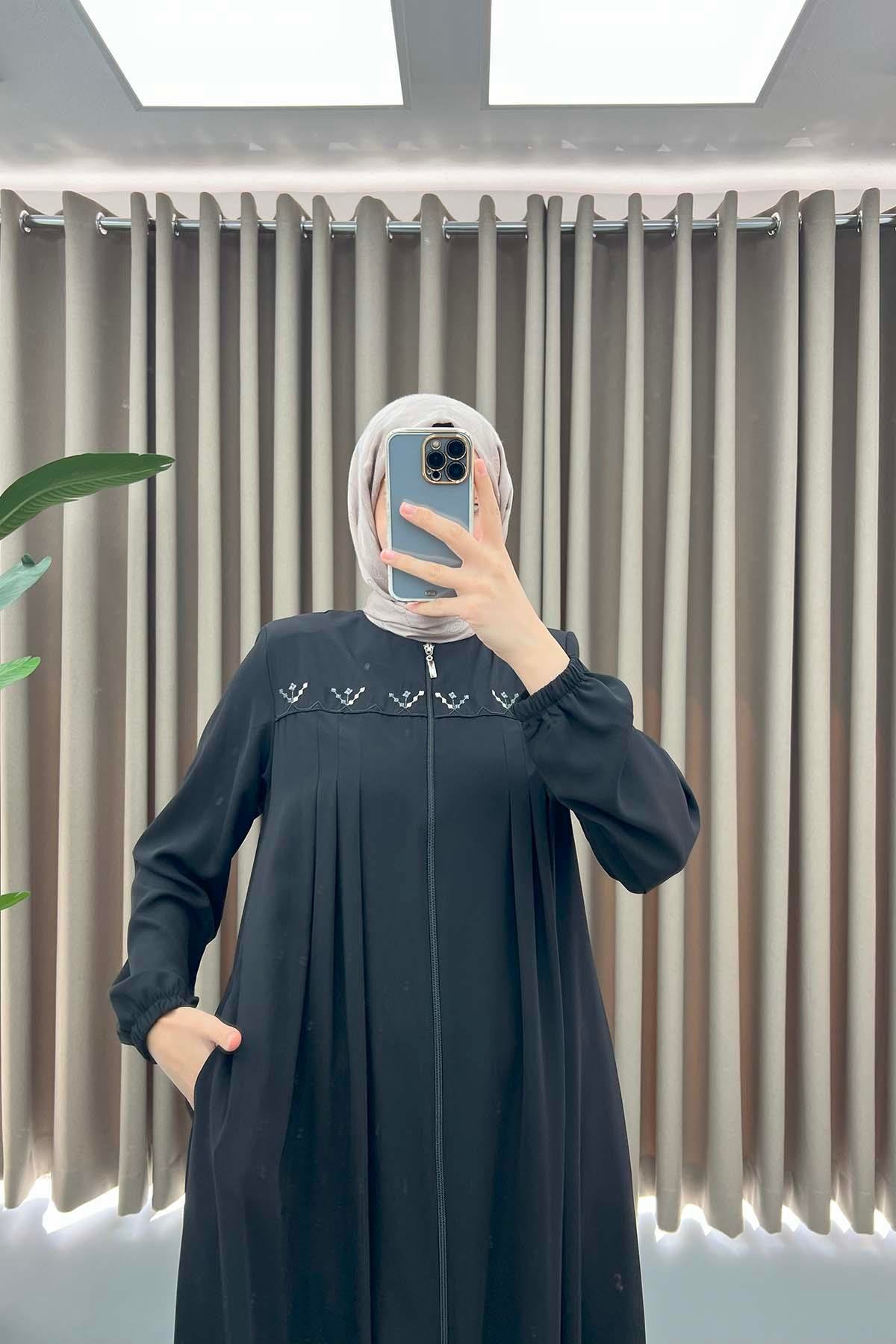 Nakış Detaylı Ferace Siyah