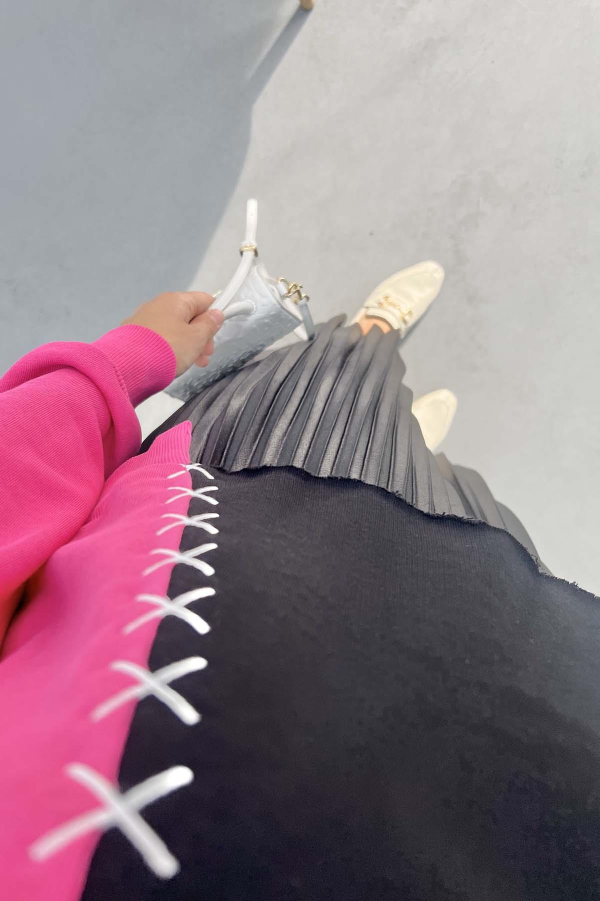 Nakış Detaylı Sweatshirt Fuşya