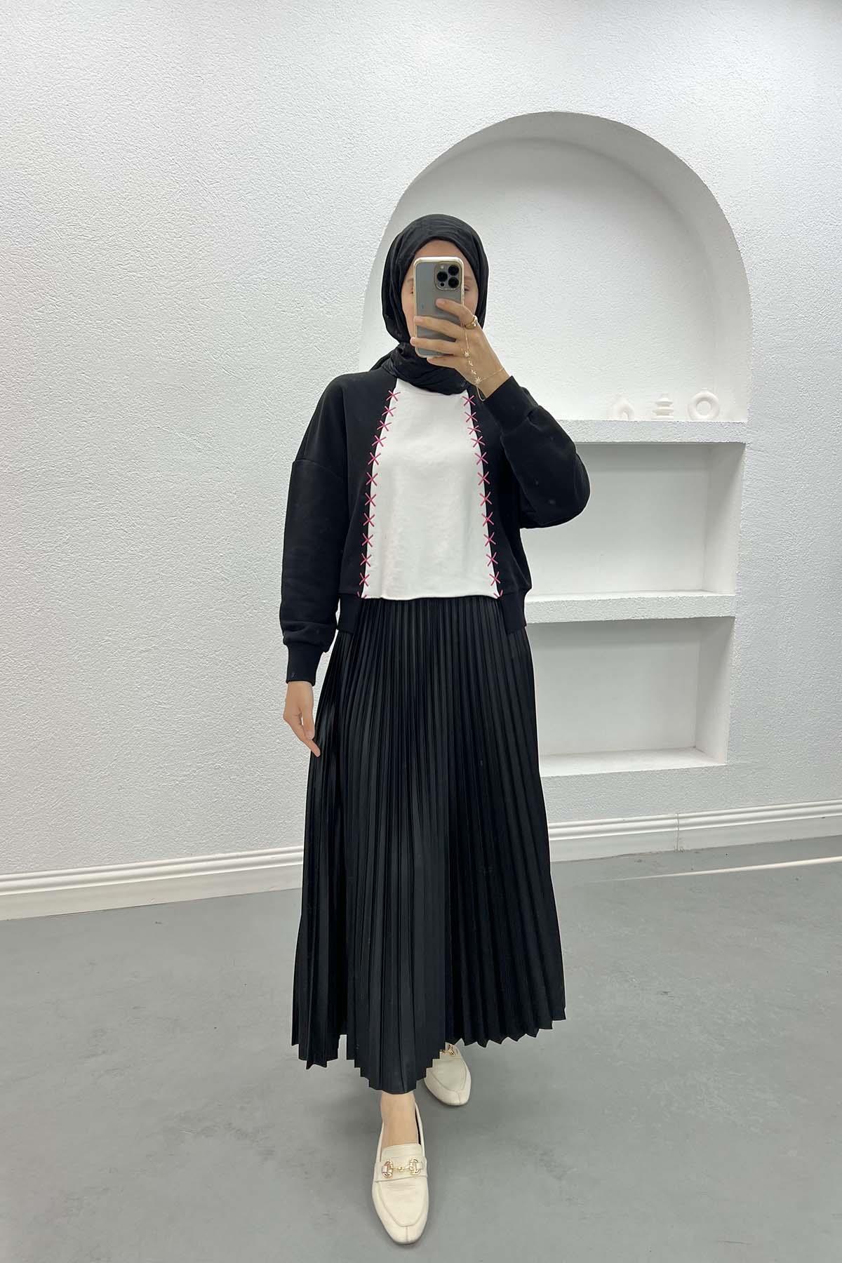 Nakış Detaylı Sweatshirt Siyah