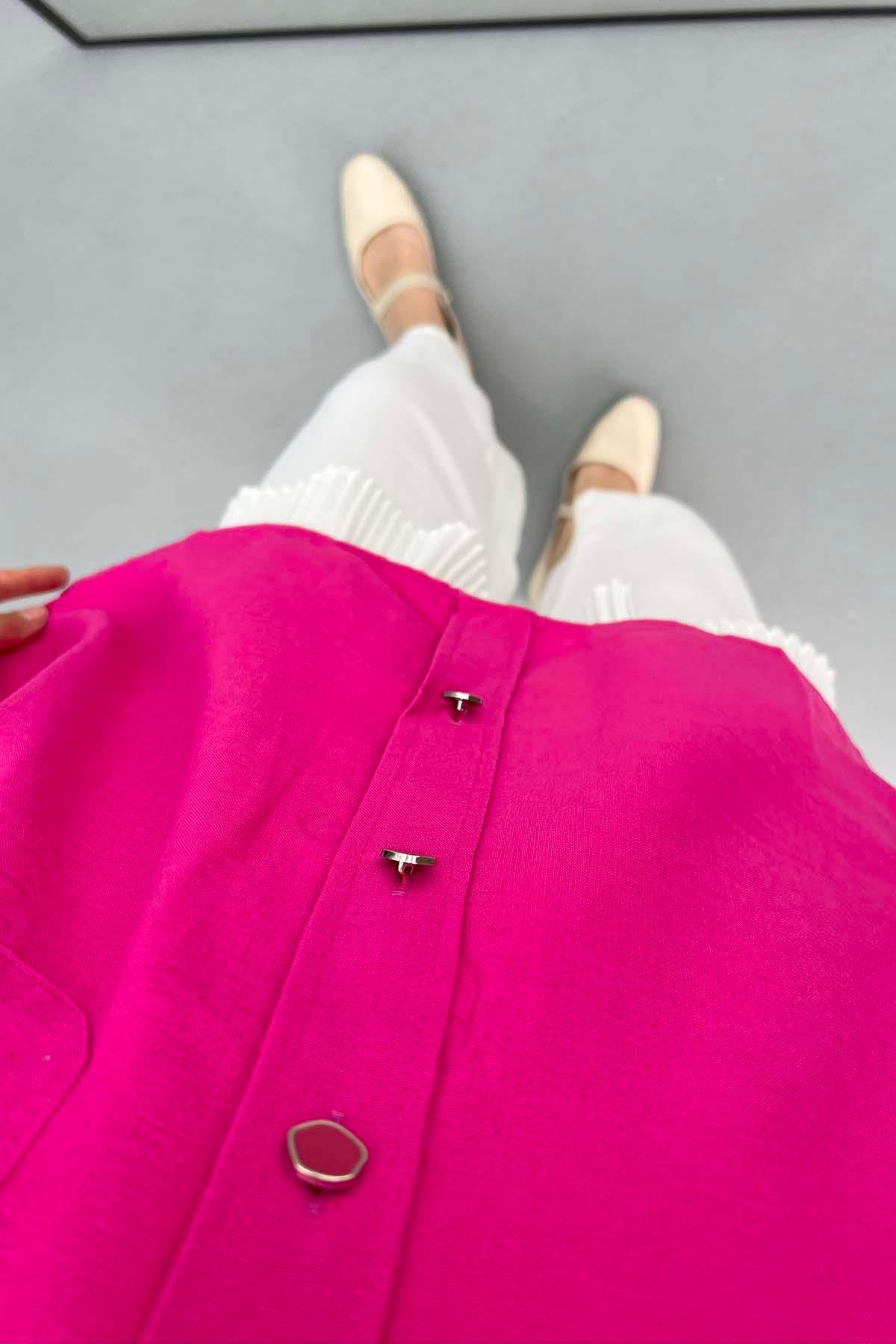 Nakışlı Oversize Gömlek Pembe
